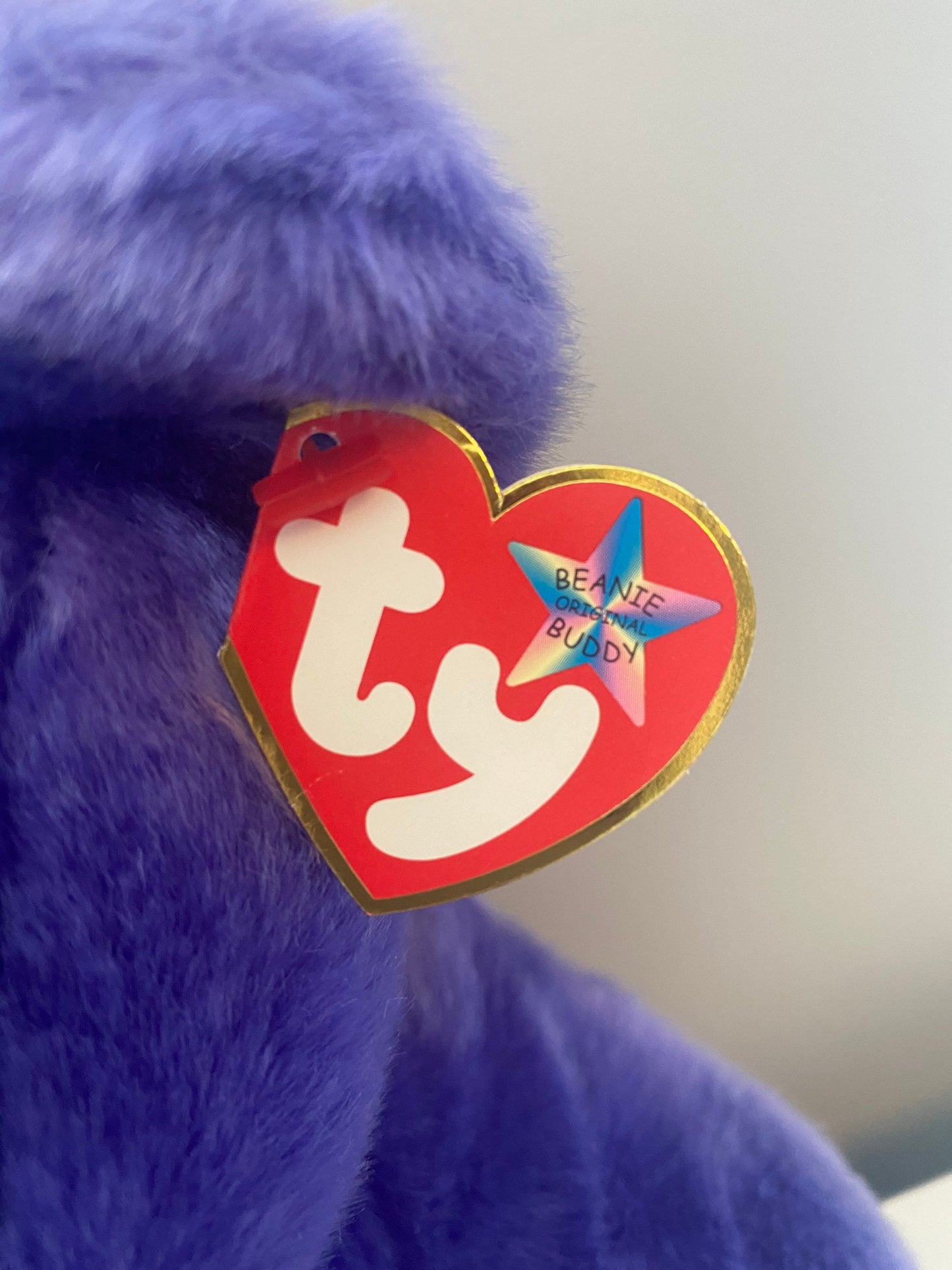 Ty Beanie Buddy “Employee Bear” the Purple Bear (13.5 inch)