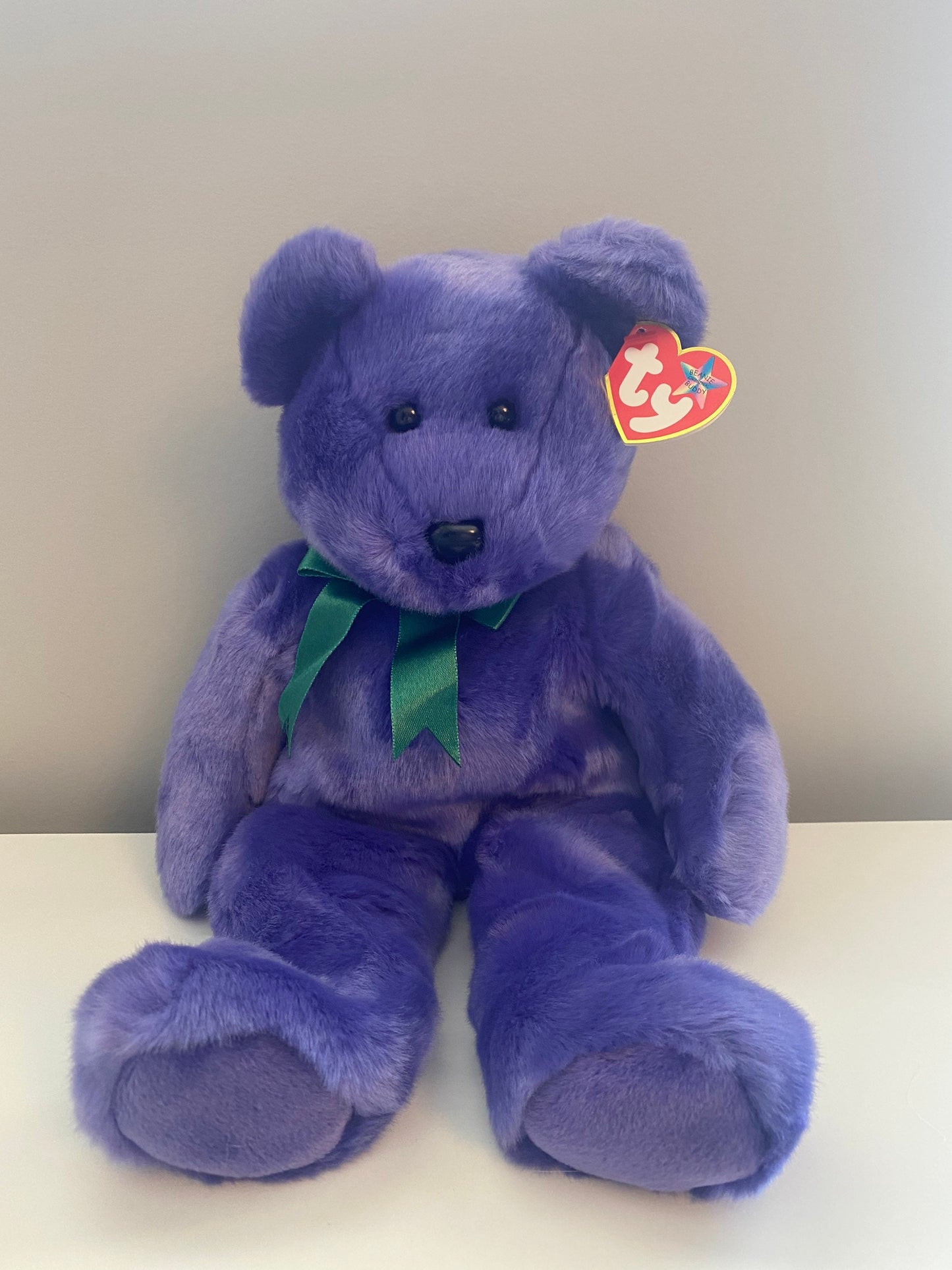 Ty Beanie Buddy “Employee Bear” the Purple Bear (13.5 inch)