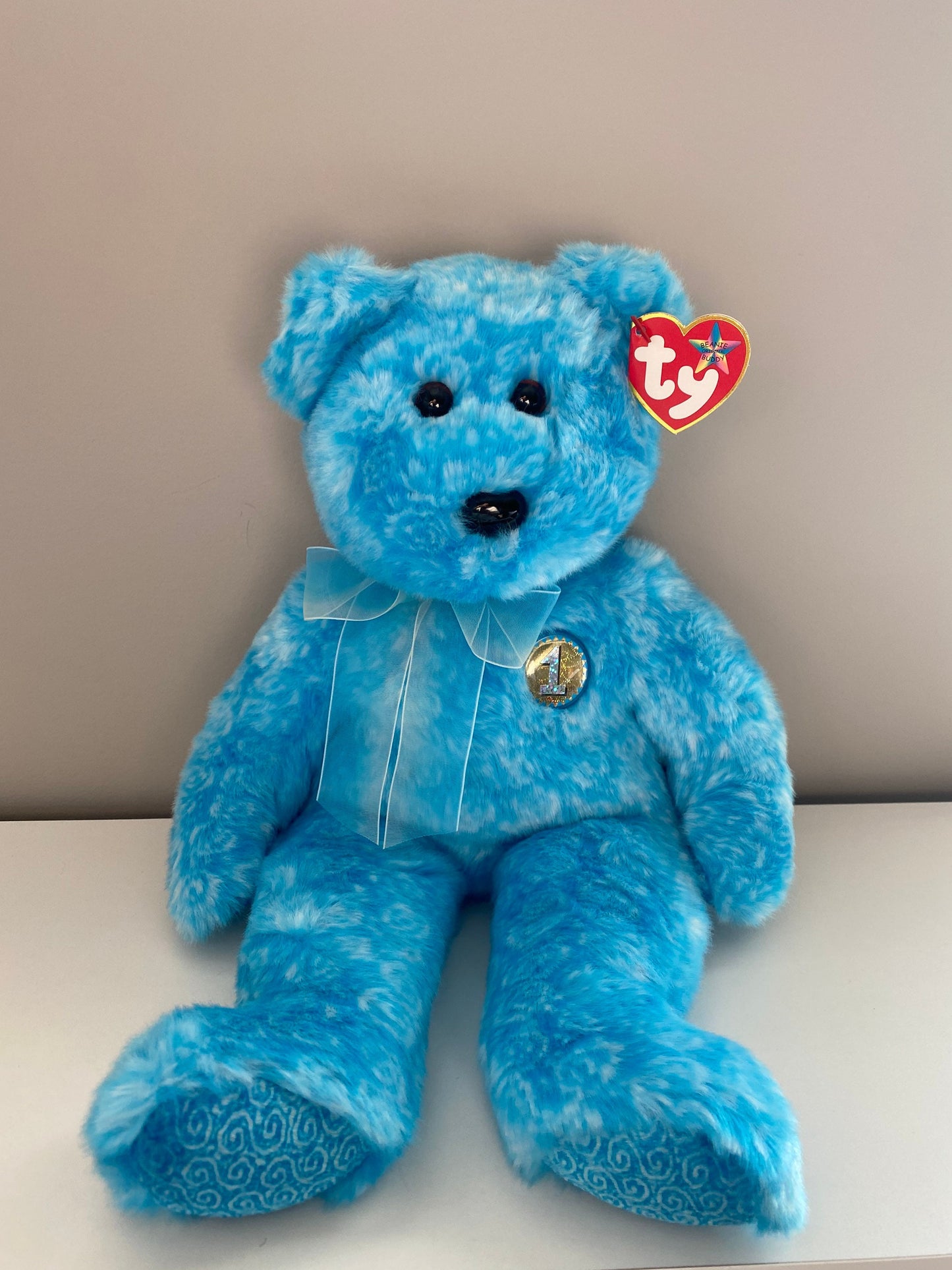 Ty Beanie Buddy “Classy” the Blue Bear - People’s Beanie (14 inch)