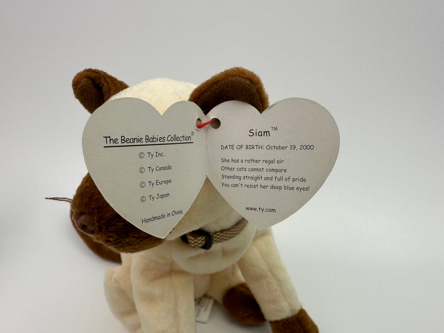 Ty Beanie Baby “Siam” the Siamese Cat (7 inch)