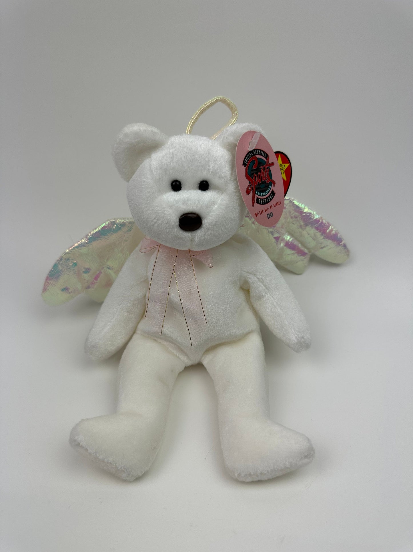 Ty Beanie Baby “Halo” the Angel Bear with Iridescent Wings - Special Olympics Version & Canadian Tush Tag! *Rare* (8.5 inch)