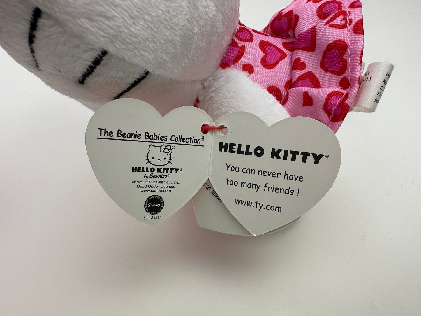 Ty Beanie Baby Vintage “Hello Kitty” the Hello Kitty Plush in Pink Dress with Hearts (5.5 inch)