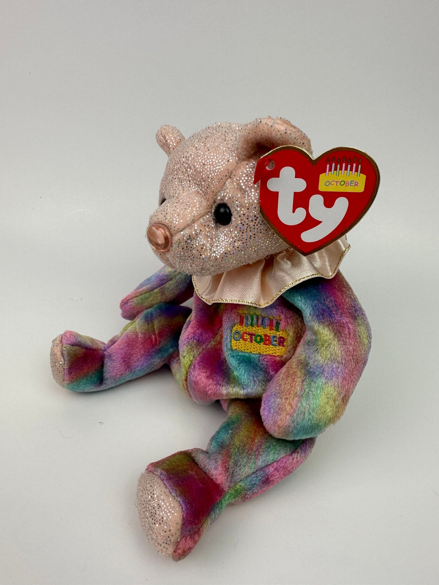 Ty Beanie Baby October the Birthday Bear - Opal Birthstone Bear (7 inch)