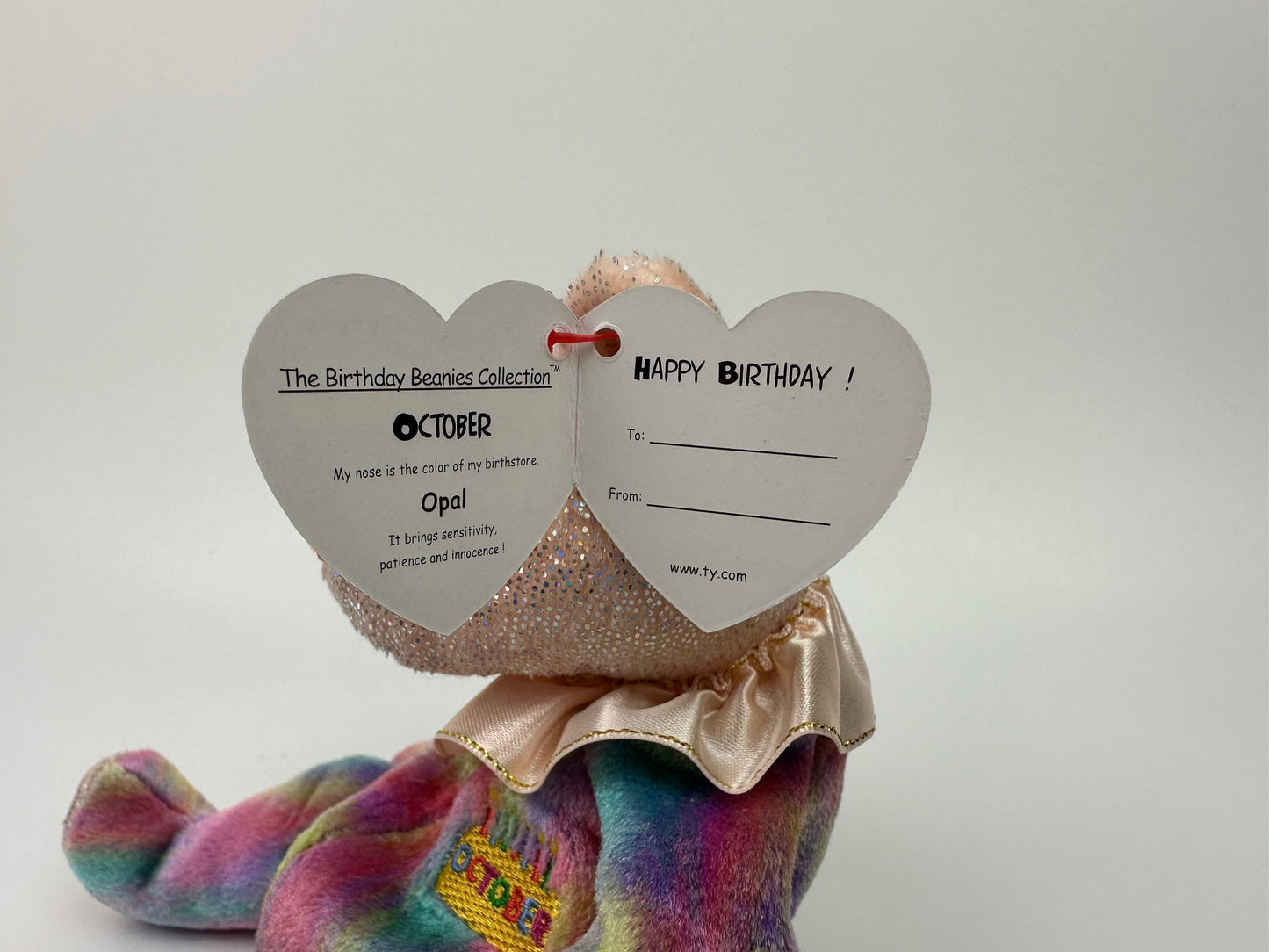 Ty Beanie Baby October the Birthday Bear - Opal Birthstone Bear (7 inch)