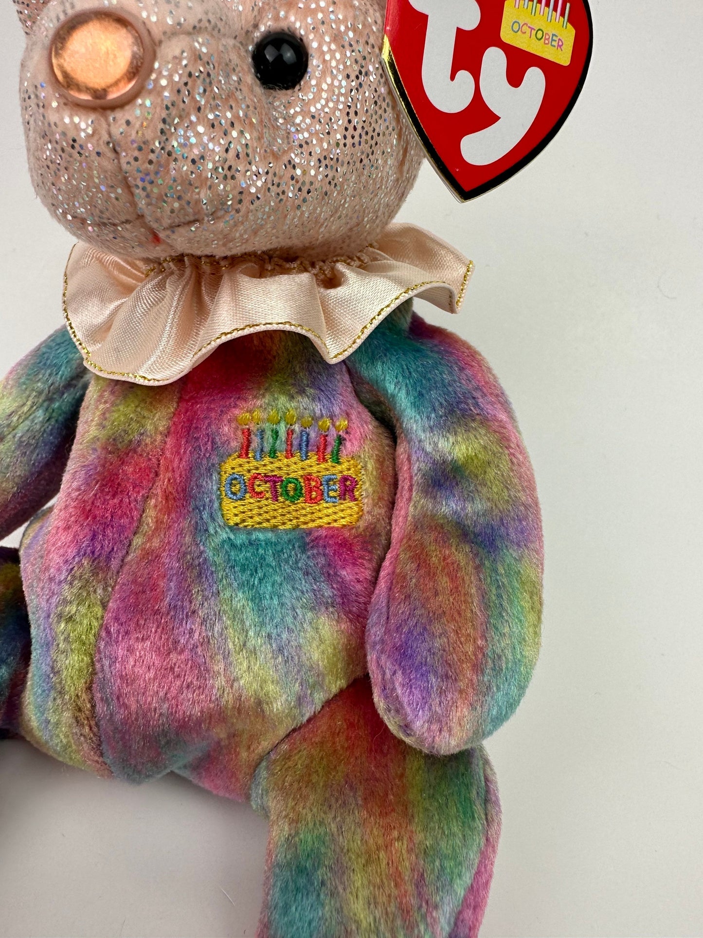 Ty Beanie Baby October the Birthday Bear - Opal Birthstone Bear (7 inch)