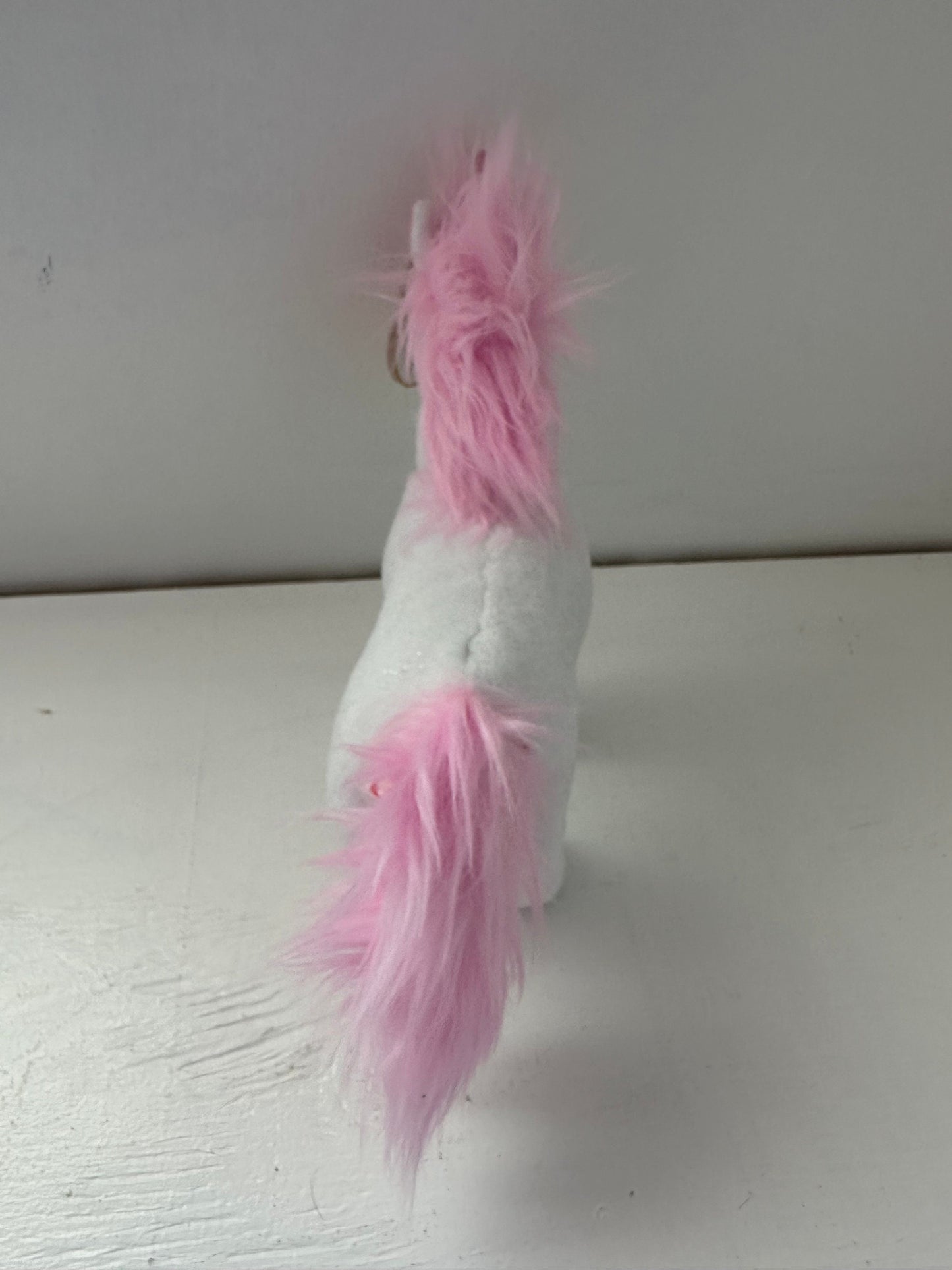 Ty Beanie Baby “Mystic” the Unicorn with Sparkly Pink Fur, Pink Horn, and Pink Hooves Newer Version Big Eyes *Rare* (7 inch)