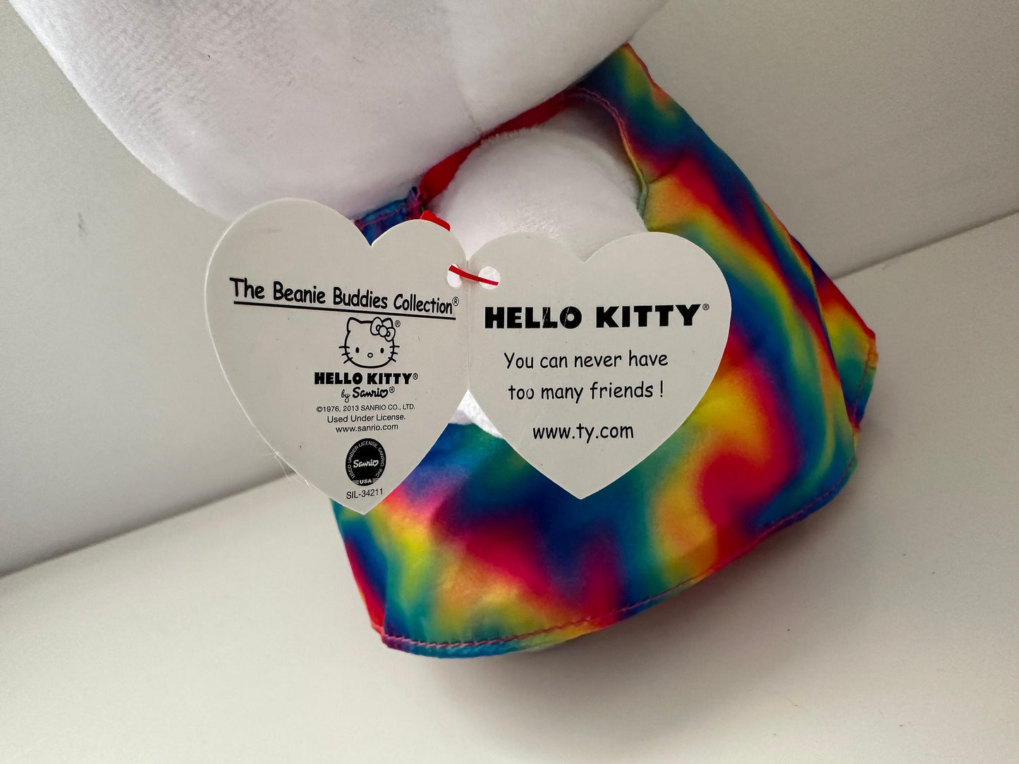 Ty Beanie BUDDY Vintage “Rainbow Hello Kitty” the Hello Kitty Plush (Large, 13 inch)