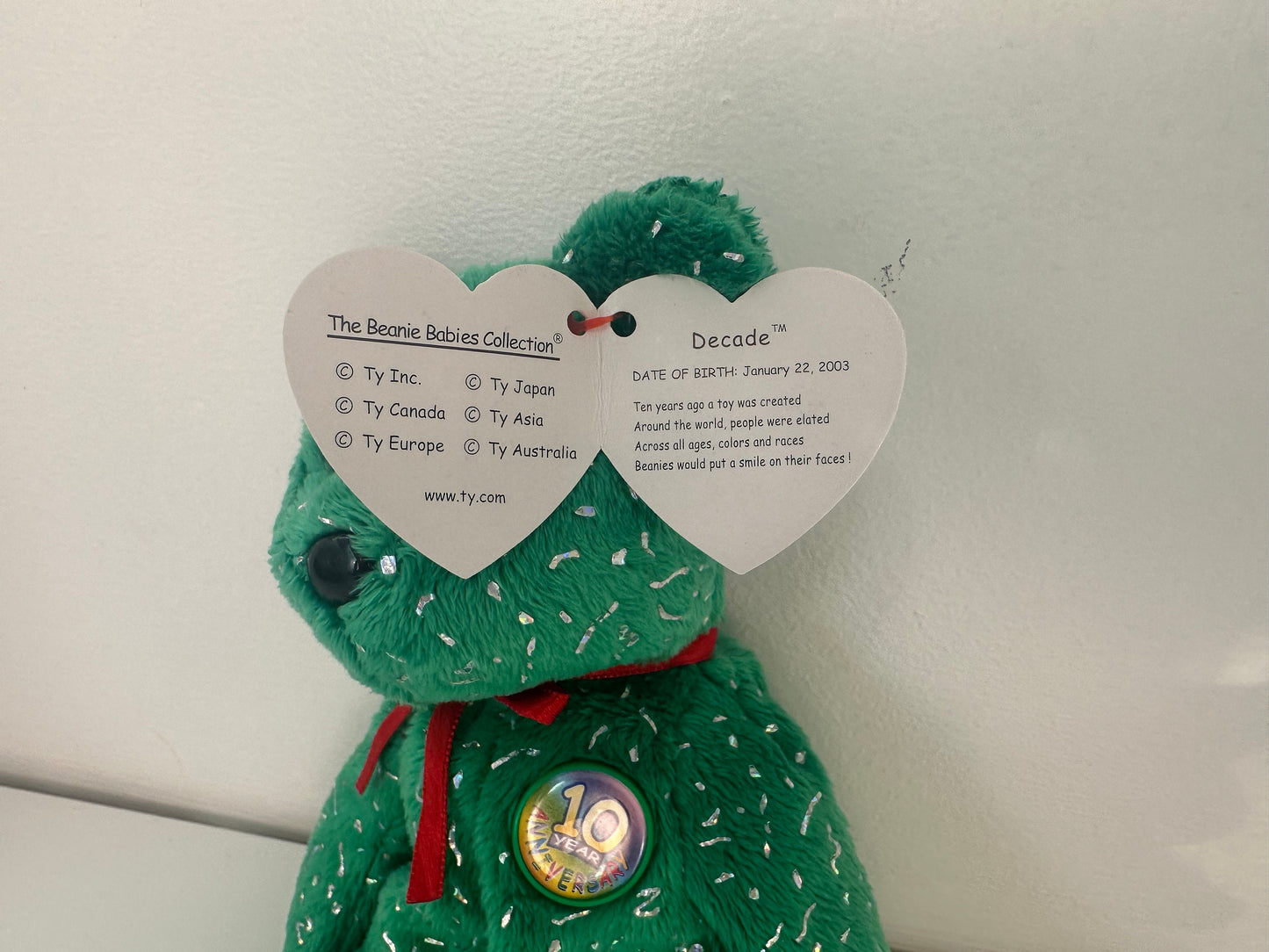 Ty Beanie Baby Decade Bear the Green Bear (8.5 inch)
