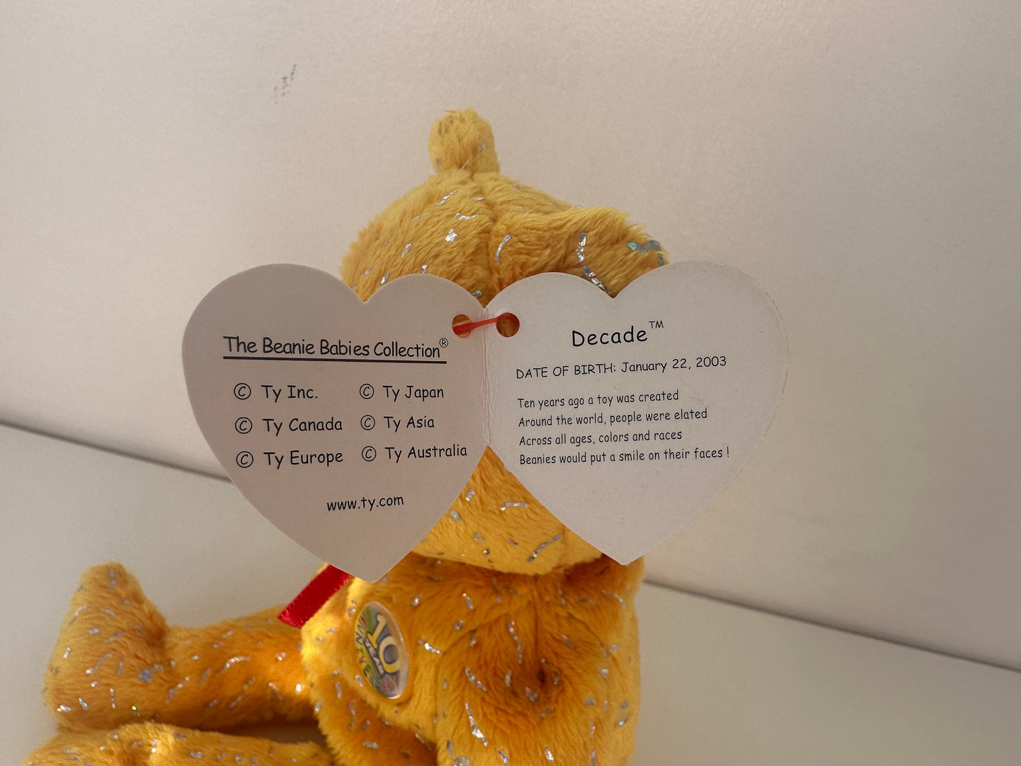 Ty Beanie Baby Decade Bear the Yellow Bear (8.5 inch)