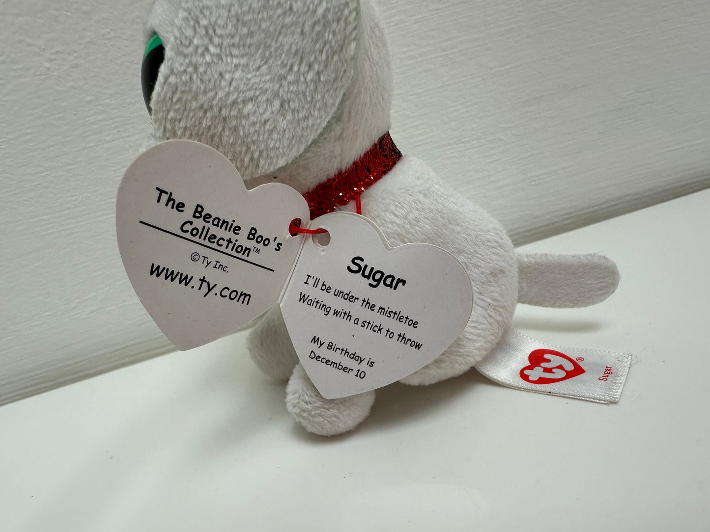 TY Key Clip Beanie Boo “Sugar” the Holiday Sog - Plastic Keychain (4 inch)