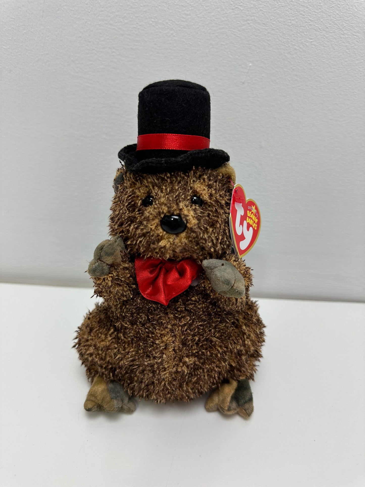 Ty Beanie Baby “Punxsutawney Phil” the Groundhog Day with Red Bow Tie (6.5 inch)