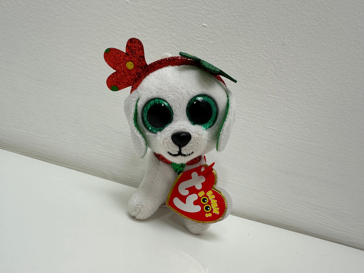 TY Key Clip Beanie Boo “Sugar” the Holiday Sog - Plastic Keychain (4 inch)