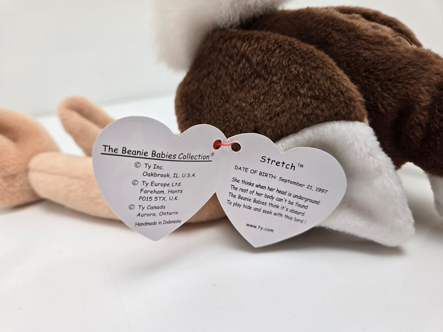 Ty Beanie Baby “Stretch” the Ostrich Handmade in Indonesia with Canadian Tush Tag! (9 inch)