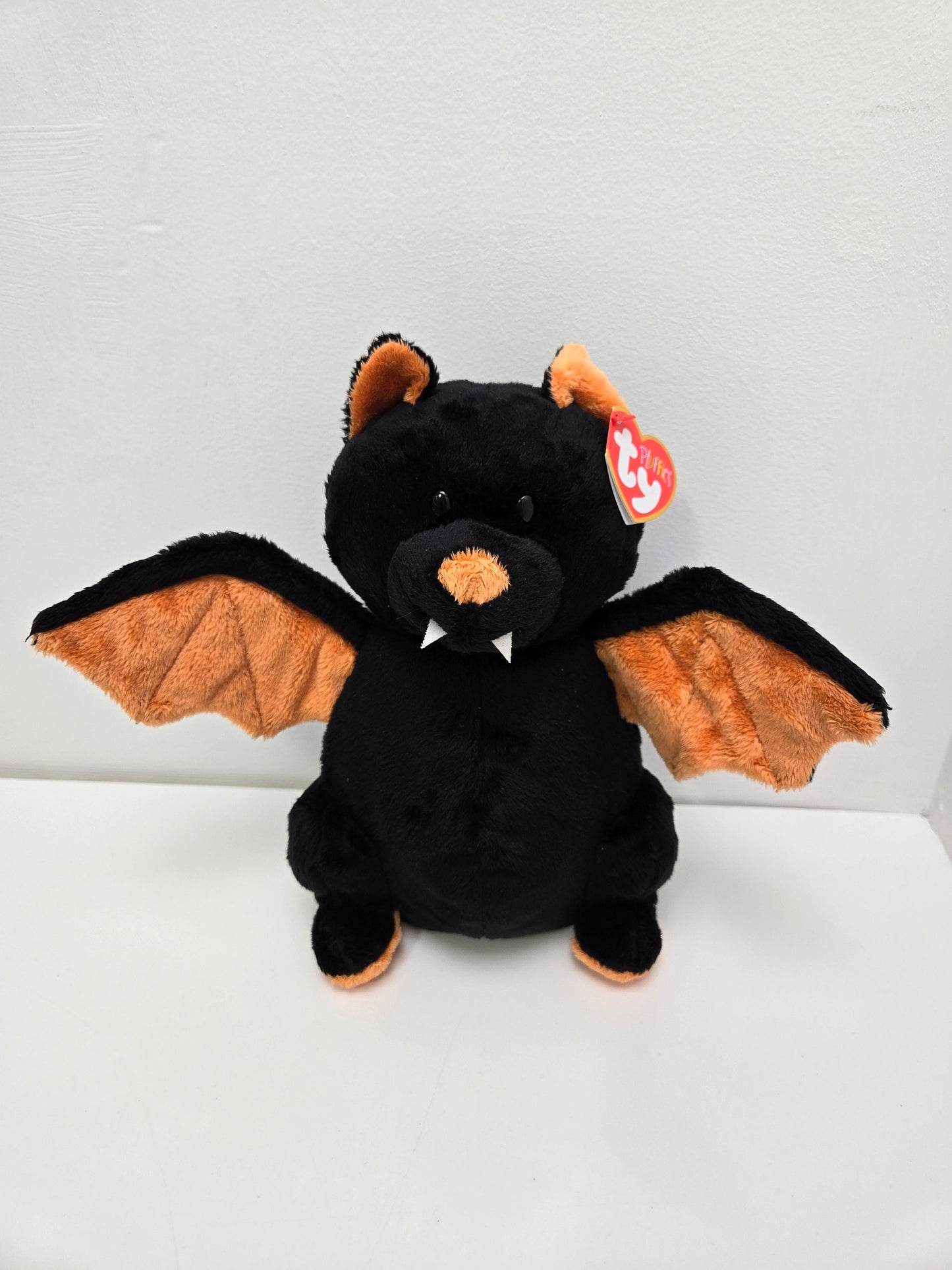 Ty Pluffies Collection “Moonstruck” the Black and Orange Halloween Bat (8.5 inch)