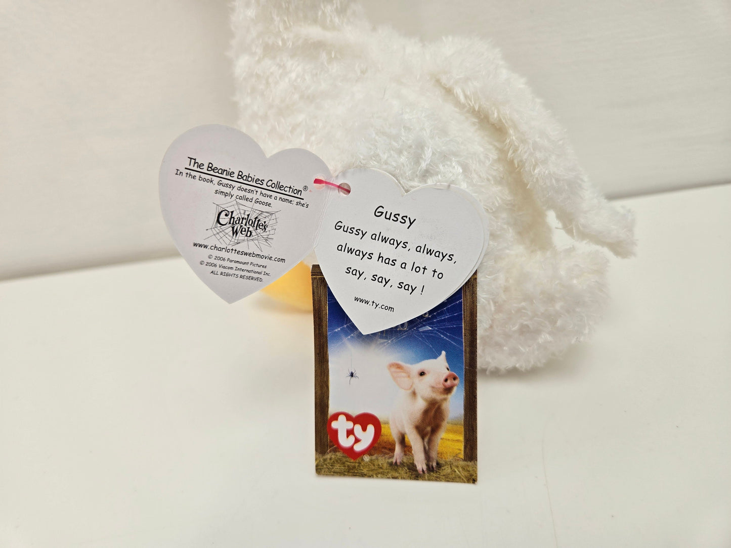 Ty Beanie Baby “Gussy” the Goose! *Rare* Charlotte’s Web Movie Promo! (7.5 inch)