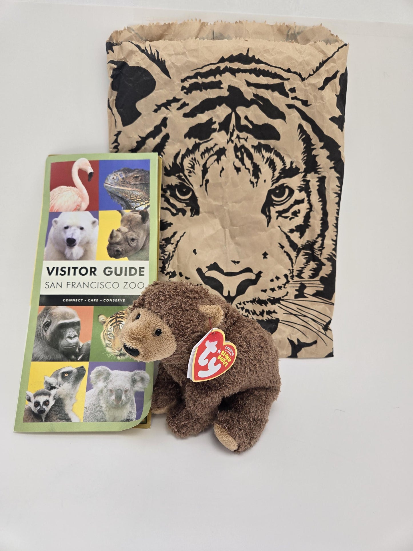 TY Beanie Baby “Monarch” the Grizzly Bear - San Francisco Zoo Exclusive with Original Zoo Guide and Bag! Rare! (5.5 inch)