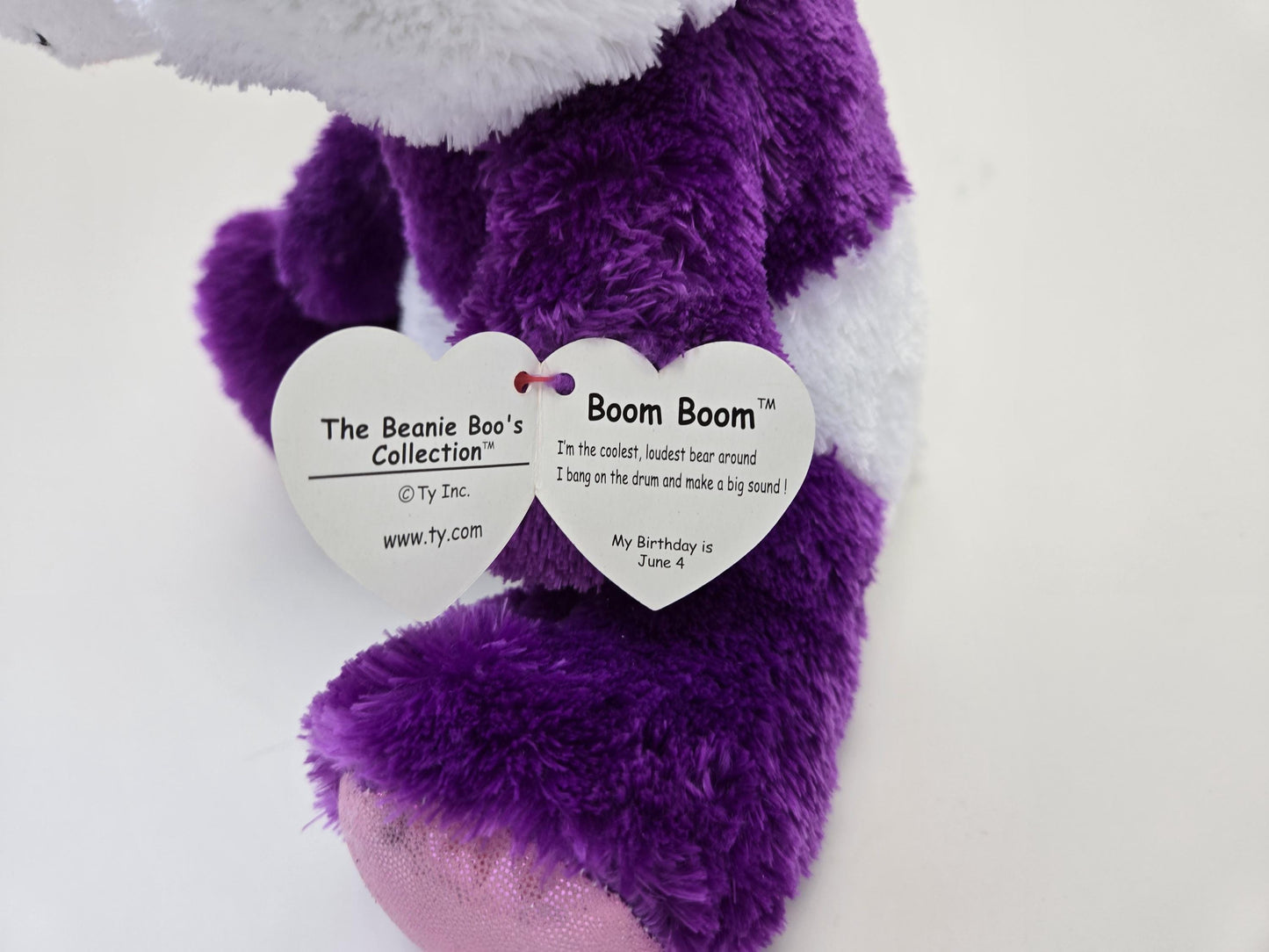 TY Beanie Boo “Boom Boom” the Purple Panda (Larger 9 inch)