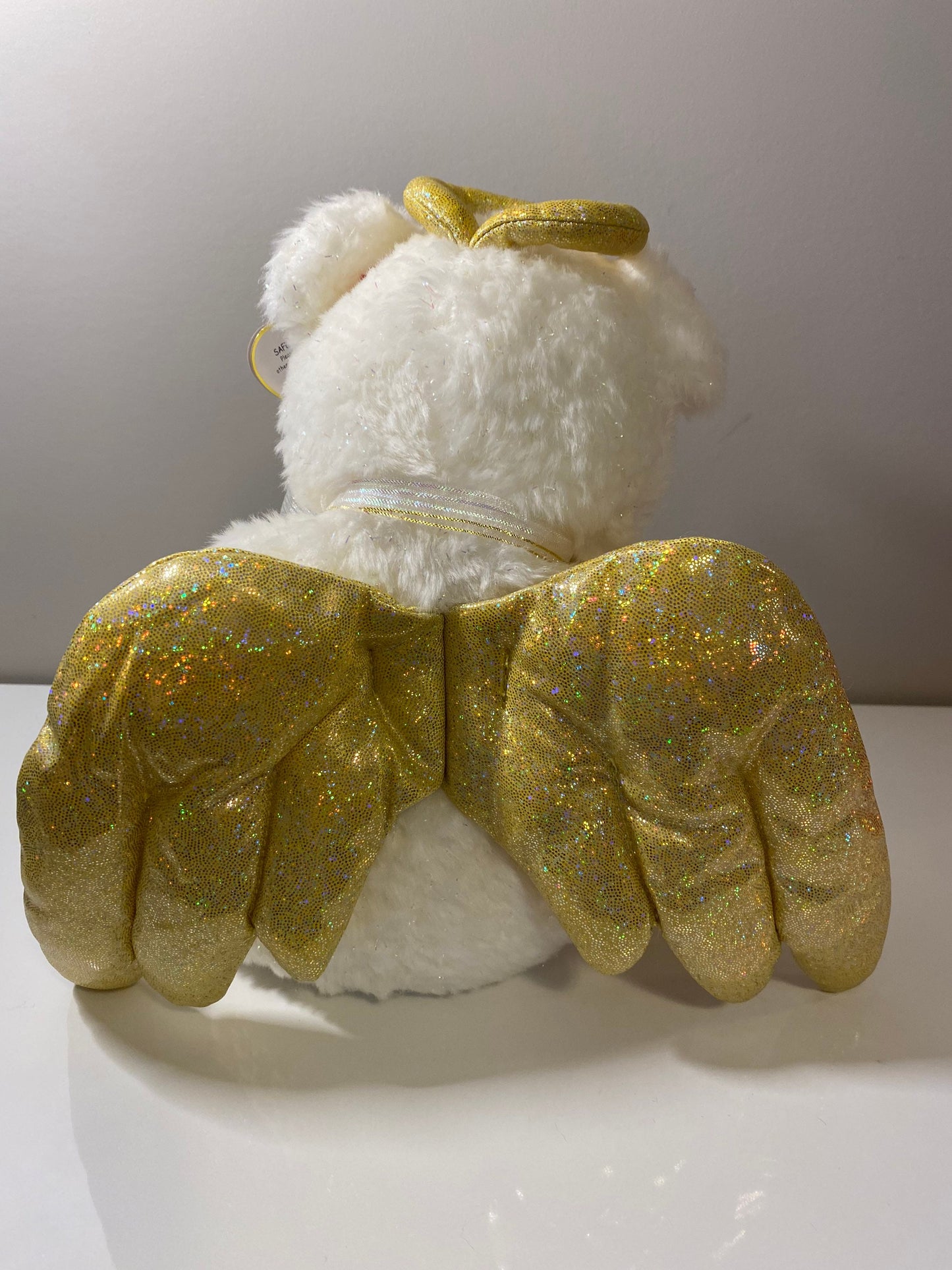 Ty Beanie Buddy  “Halo II” the Angel Bear with Gold Wings (14 inch)