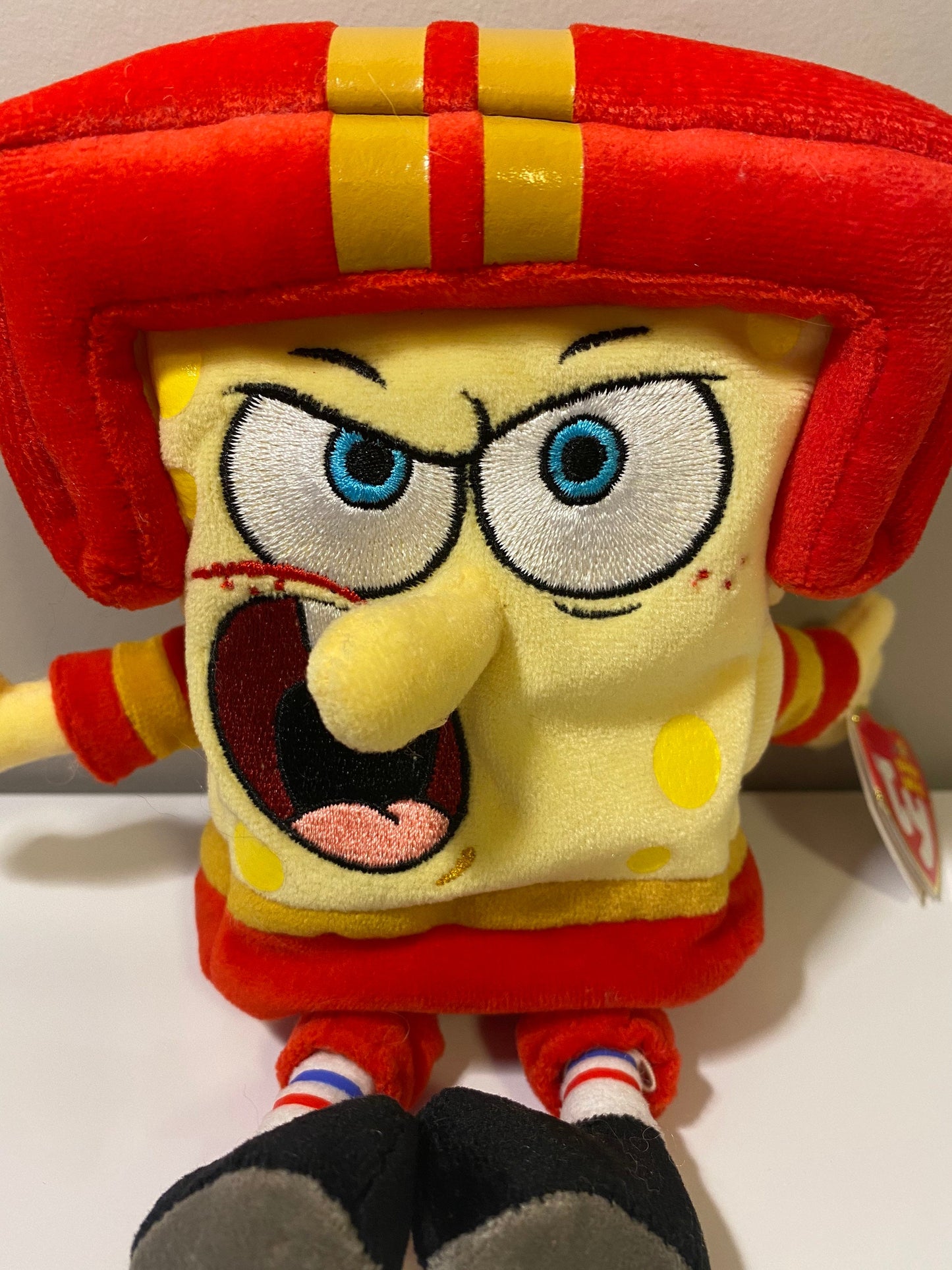 Ty Beanie Baby “SpongeBob QB” SpongeBob SquarePants Dressed in his Football Gear  (7 inch)