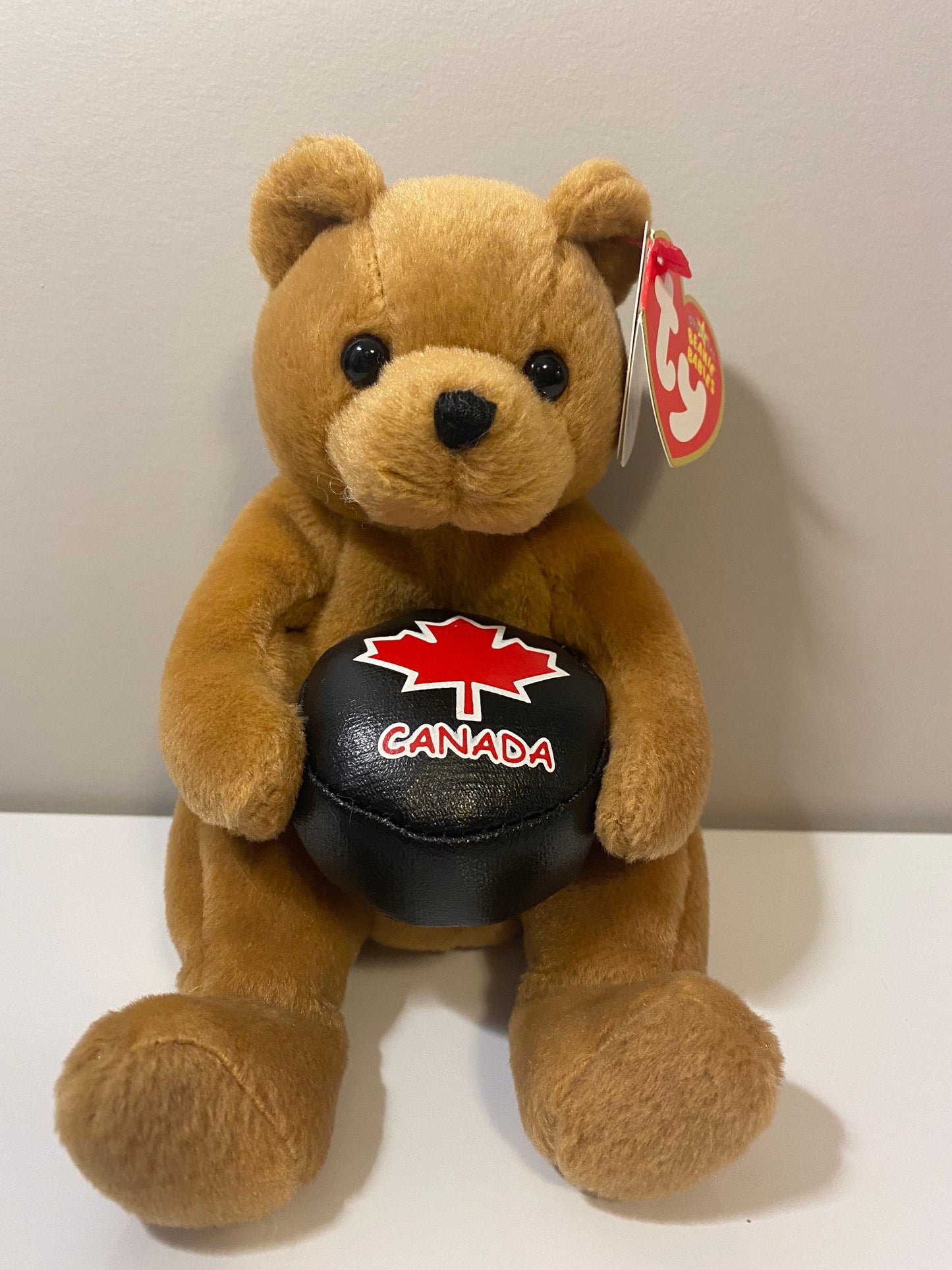 Ty Beanie Baby “Deke” the Hockey Bear Holding a Puck! (7 inch)