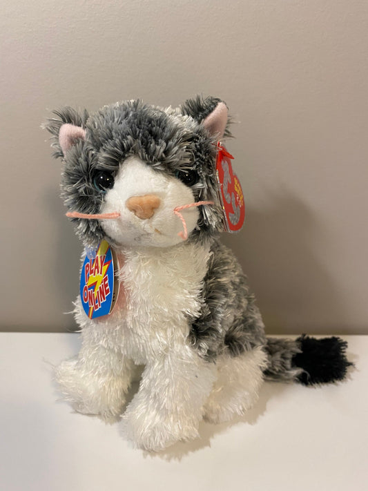 Ty Beanie Baby 2.0 “Cricket” the Grey and White Cat ! *Rare* (5 inch)