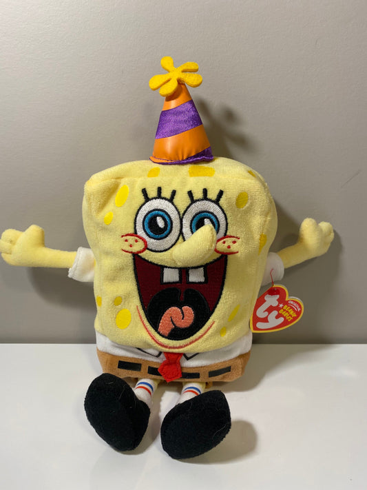 Ty Beanie Baby “SpongeBob Birthday” - SpongeBob Squarepants with Party Hat (8 inch)