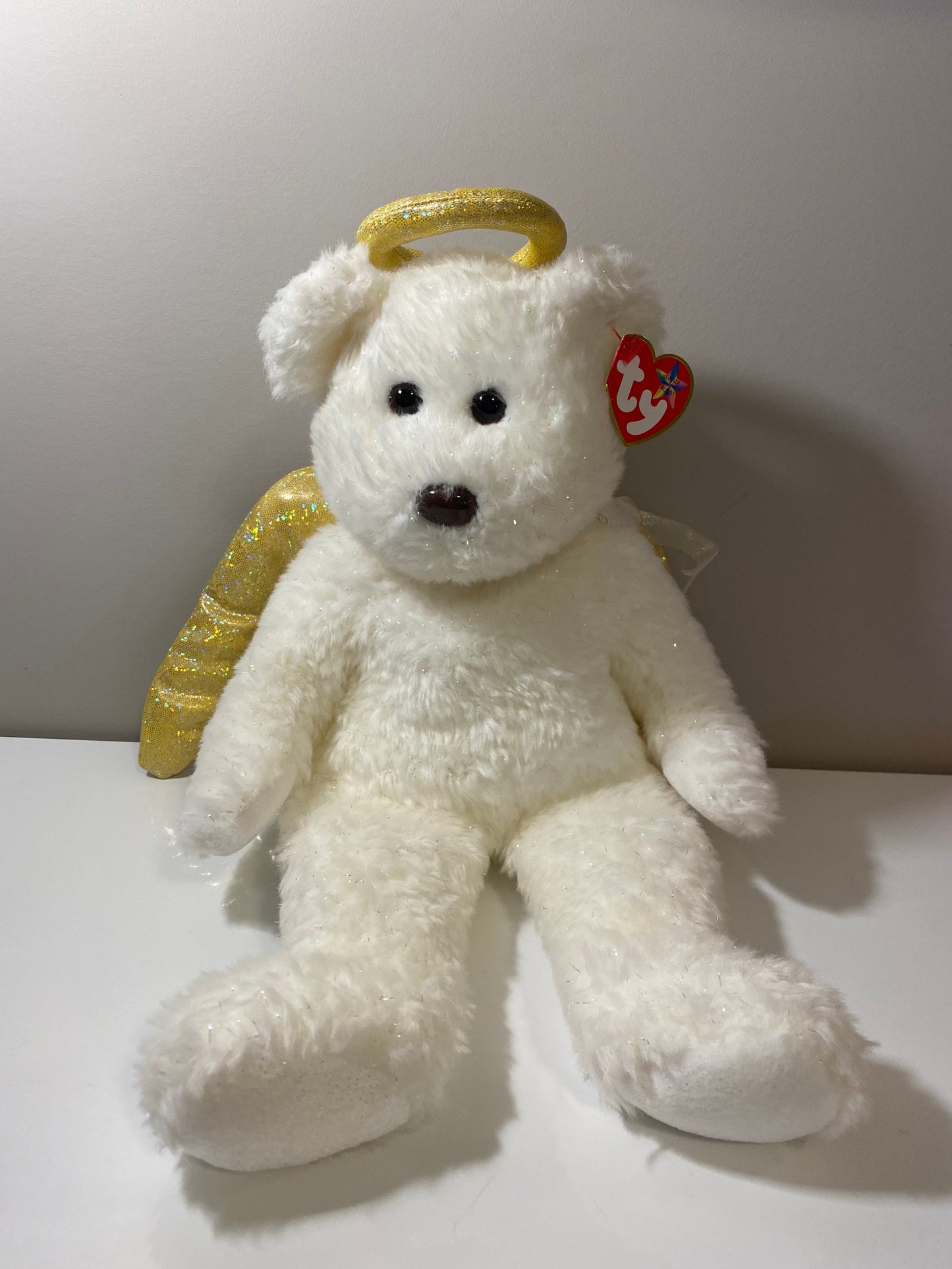 Ty Beanie Buddy  “Halo II” the Angel Bear with Gold Wings (14 inch)