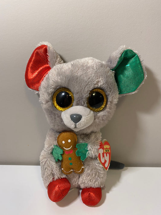 TY Beanie Boo “Mac” the Mouse holding Ginderbread Man (6 inch)