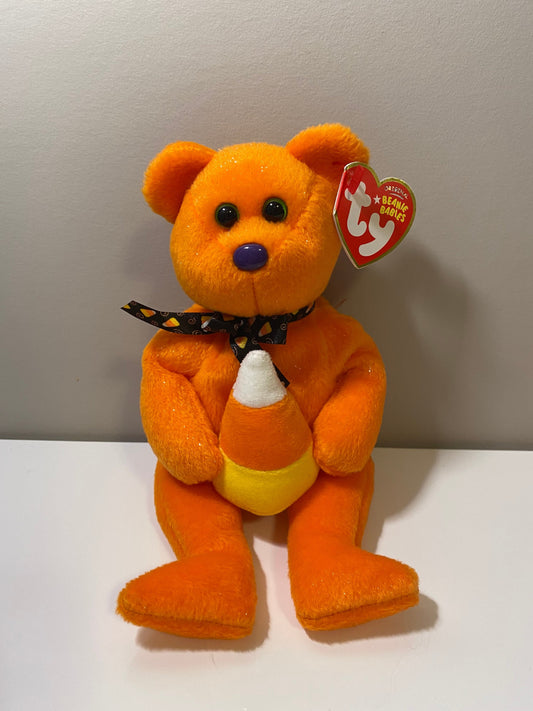 Ty Beanie Baby “Treator” the Halloween Bear holding Candy Corn *Rare* (8.5 inch)