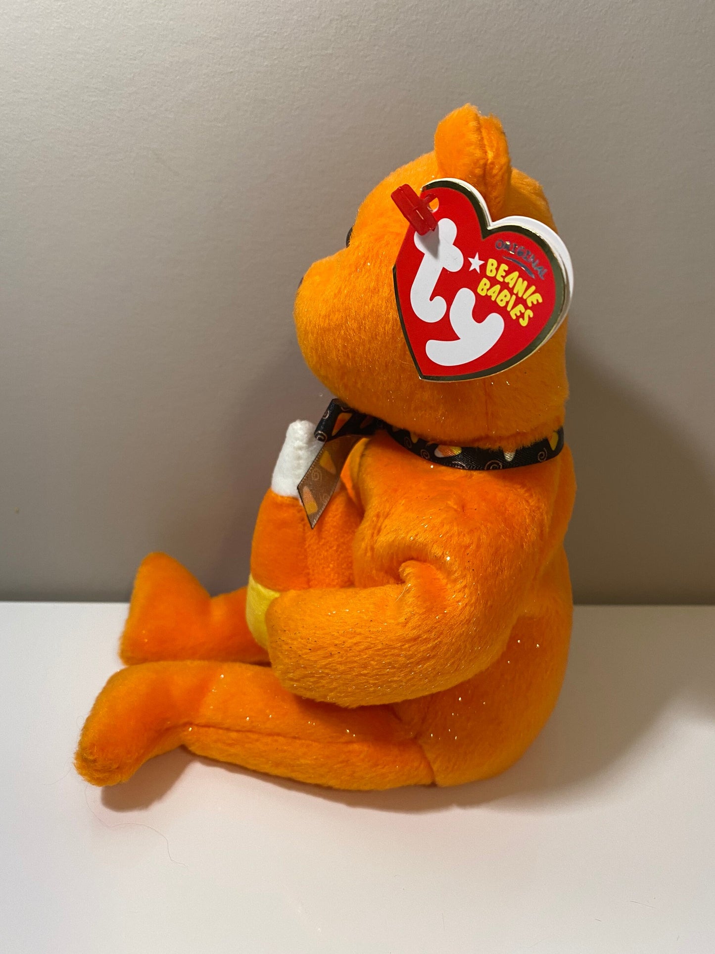 Ty Beanie Baby “Treator” the Halloween Bear holding Candy Corn *Rare* (8.5 inch)