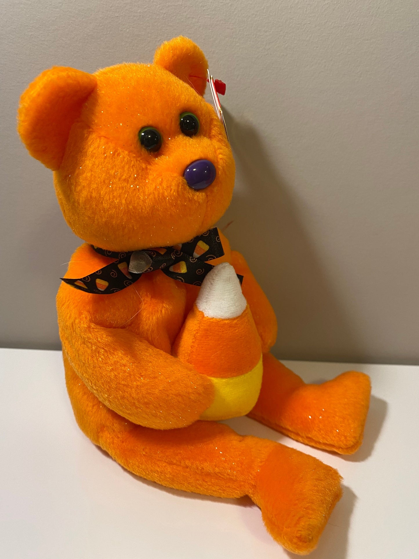 Ty Beanie Baby “Treator” the Halloween Bear holding Candy Corn *Rare* (8.5 inch)