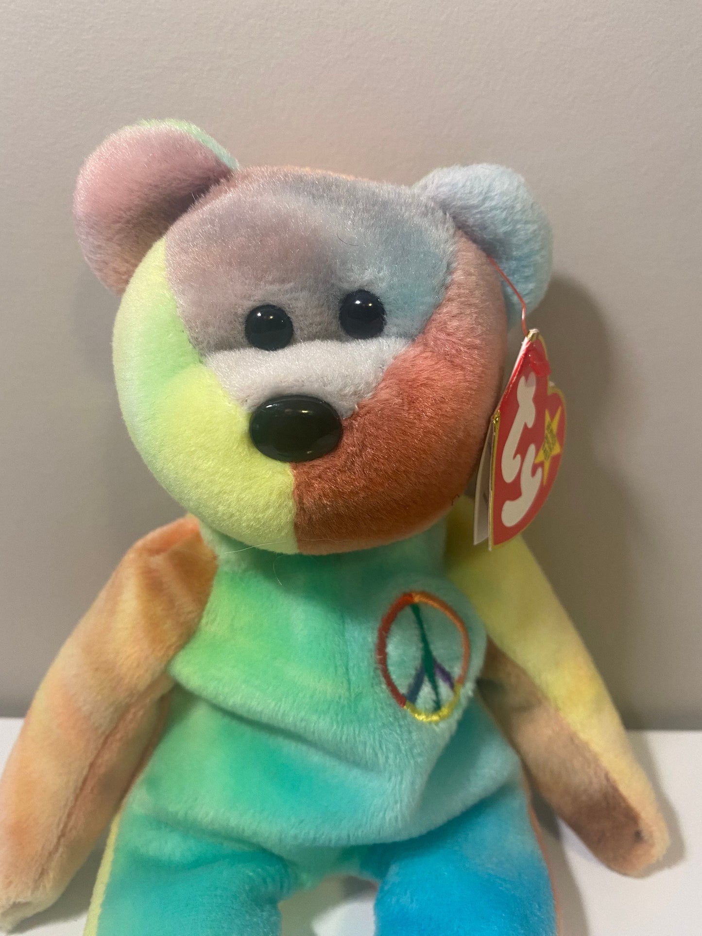 Ty Beanie Baby “Peace” the Tie-Dye Bear - Unique and 1 of a Kind Bear (8.5 inch)