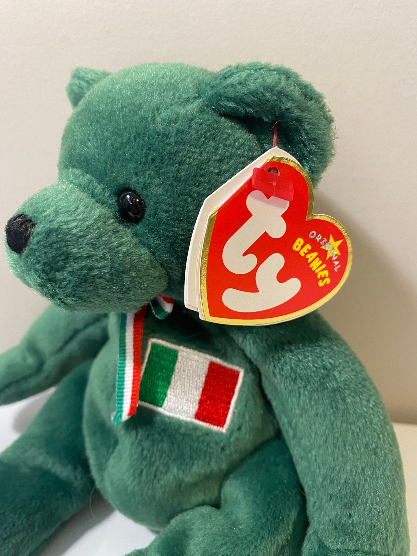 Ty Beanie Baby “Basilico” the Bear - European Exclusive (7.5 inch)