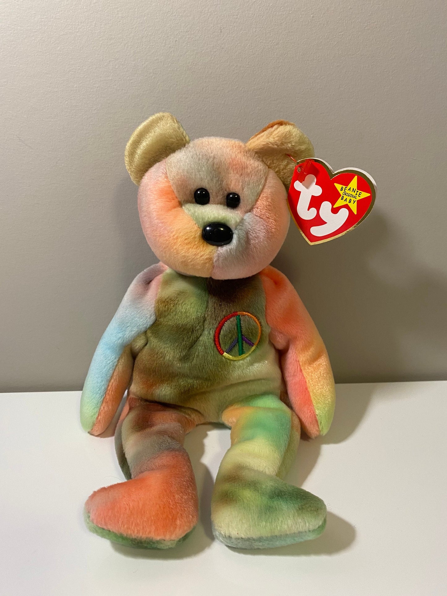 Ty Beanie Baby “Peace” the One of a Kind Tie-Dye Bear - Stamp # 112 inside Tush Tag (8.5 inch)