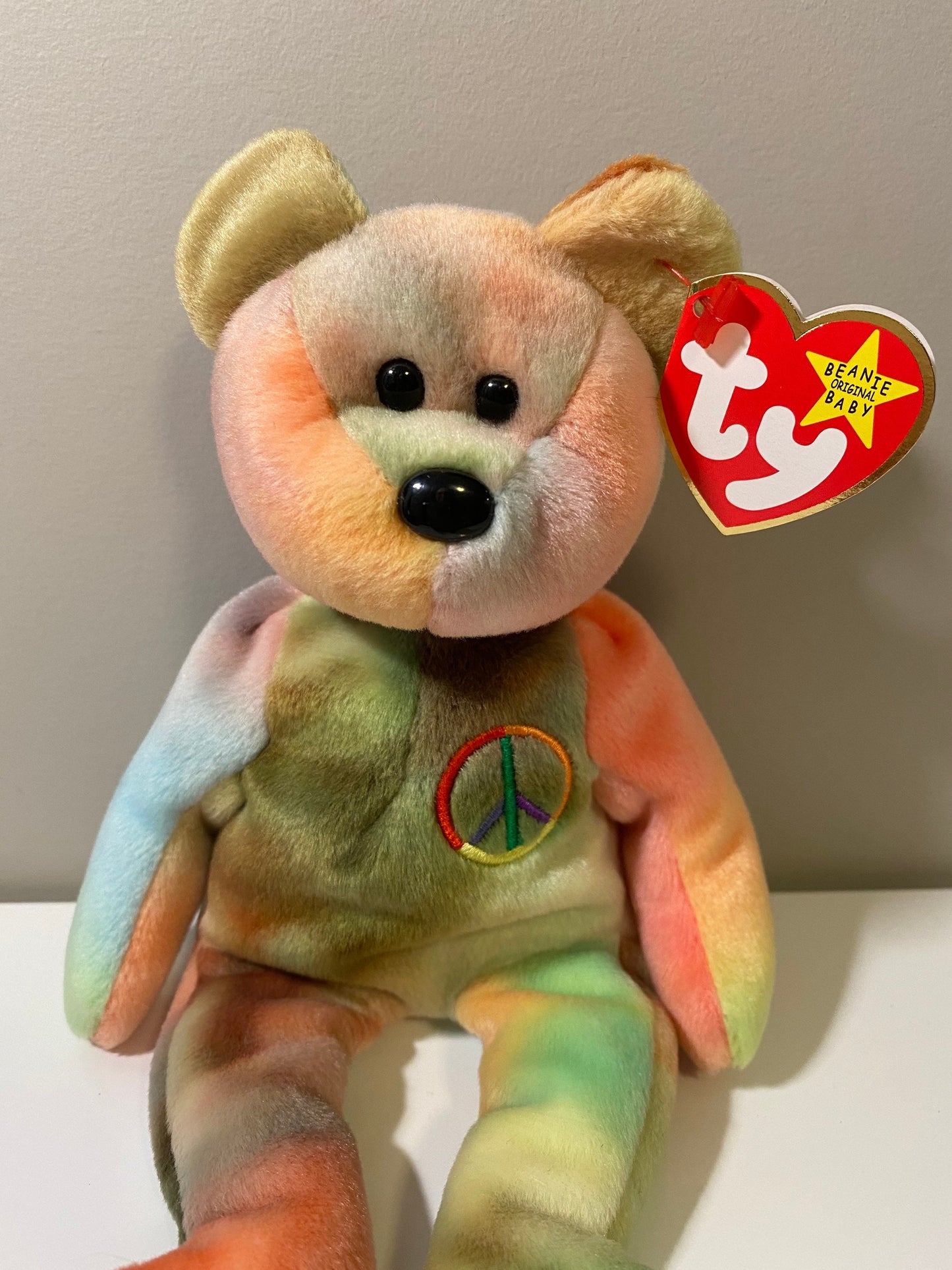 Ty Beanie Baby “Peace” the One of a Kind Tie-Dye Bear - Stamp # 112 inside Tush Tag (8.5 inch)