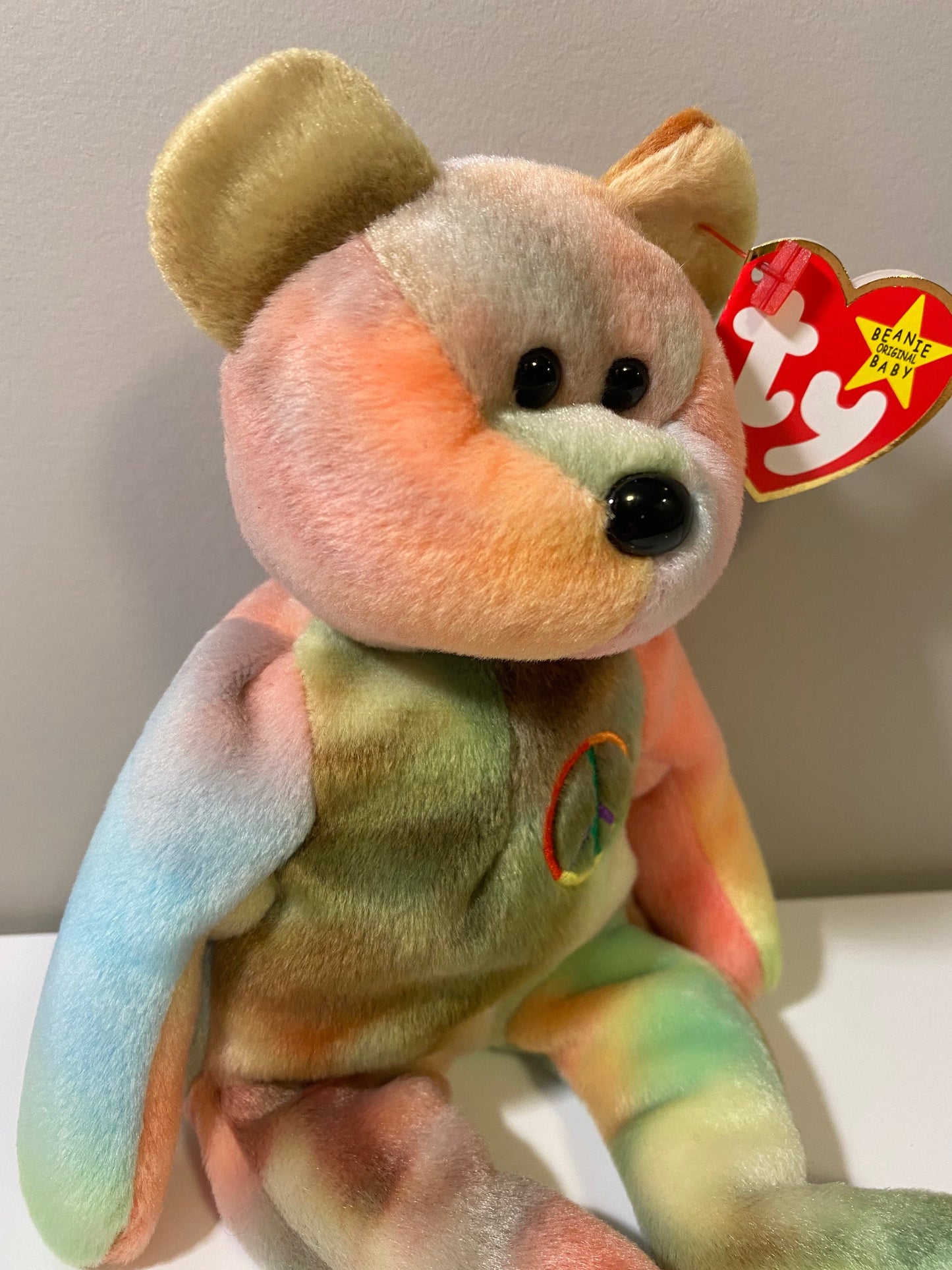 Ty Beanie Baby “Peace” the One of a Kind Tie-Dye Bear - Stamp # 112 inside Tush Tag (8.5 inch)