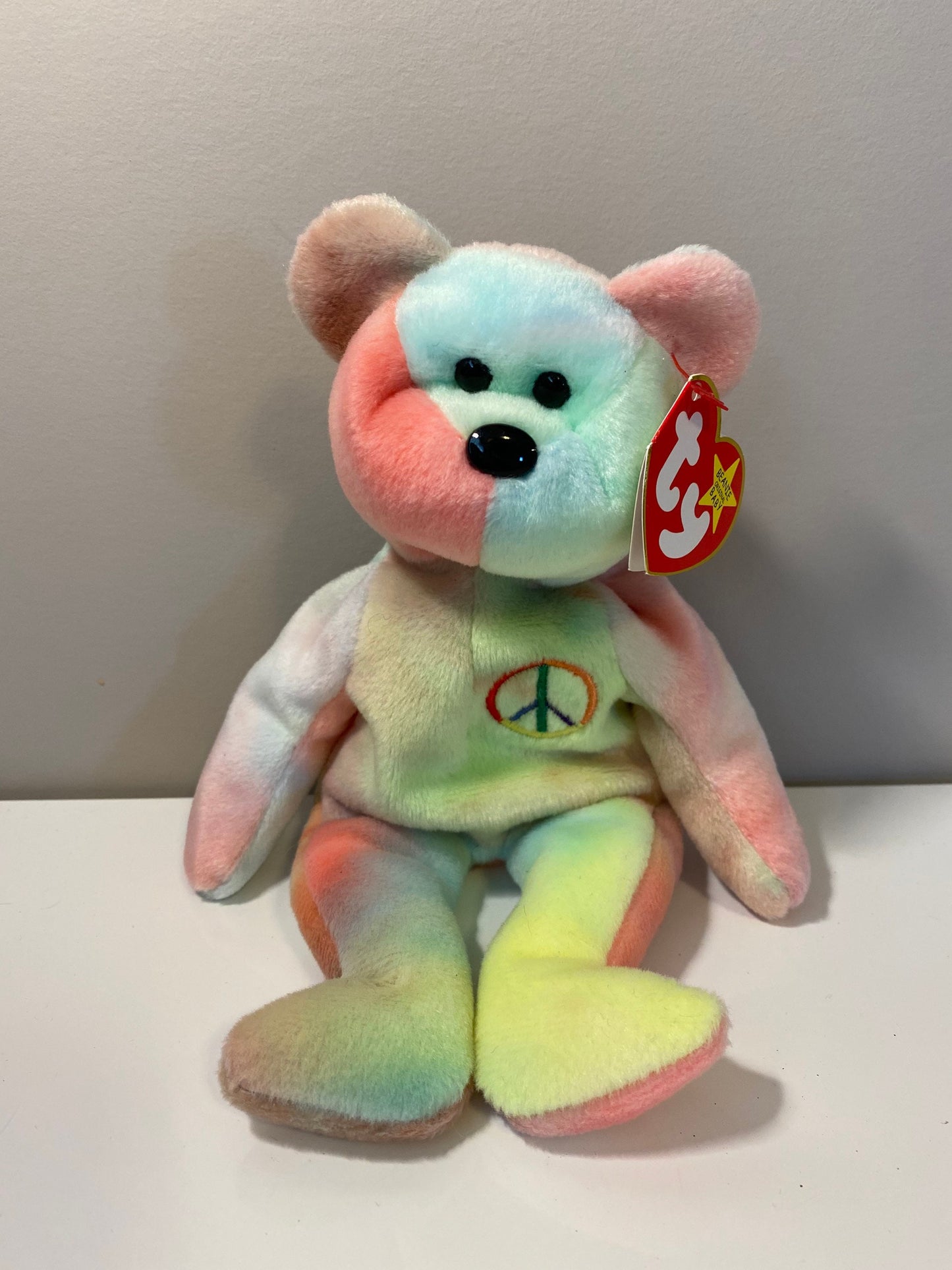 Ty Beanie Baby “Peace” the Tie-Dye Bear - Stamp # 102 inside Tush Tag *Actual Colours Shown* (8.5 inch)