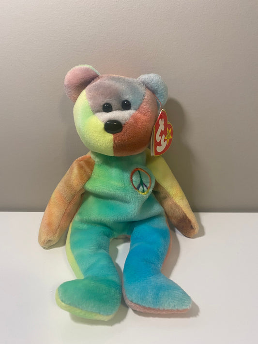 Ty Beanie Baby “Peace” the Tie-Dye Bear - Unique and 1 of a Kind Bear (8.5 inch)