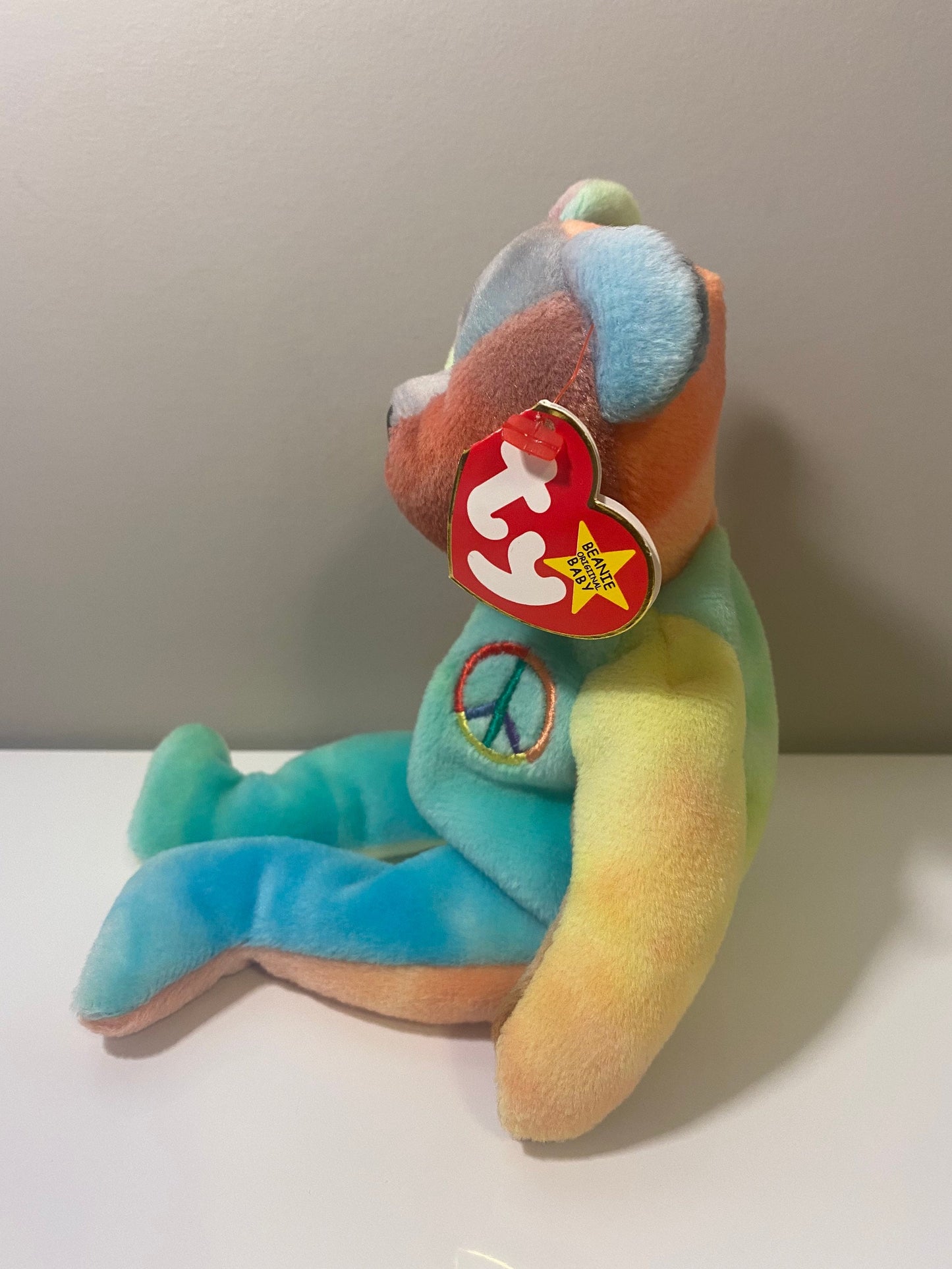 Ty Beanie Baby “Peace” the Tie-Dye Bear - Unique and 1 of a Kind Bear (8.5 inch)