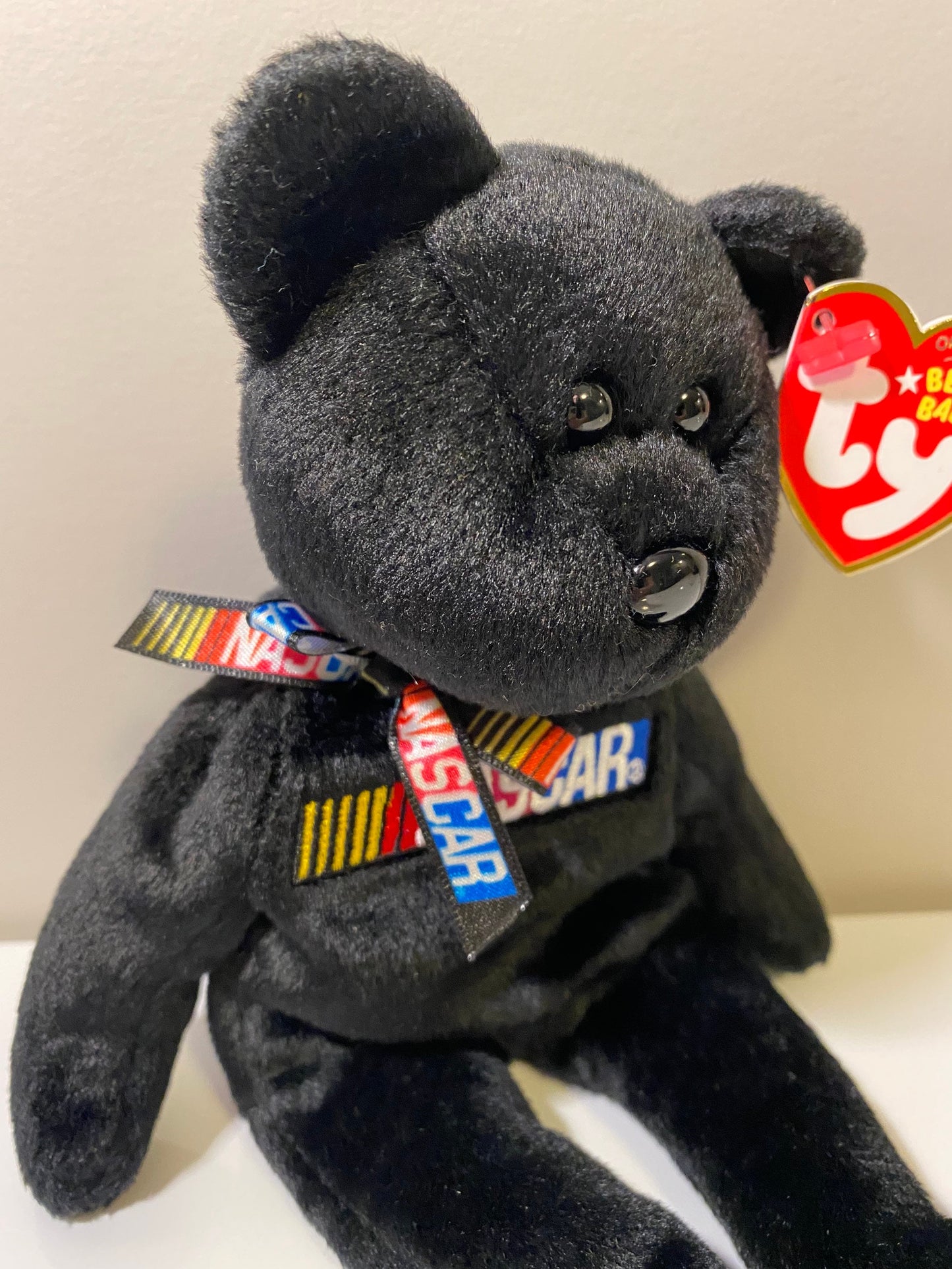 Ty Beanie Baby “Racer” the Nascar Bear - Black Version (8.5 inch)