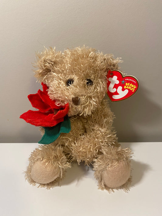 Ty Beanie Baby “Holiday Teddy” the Holiday Bear Holding Poinsettia (7 inch)