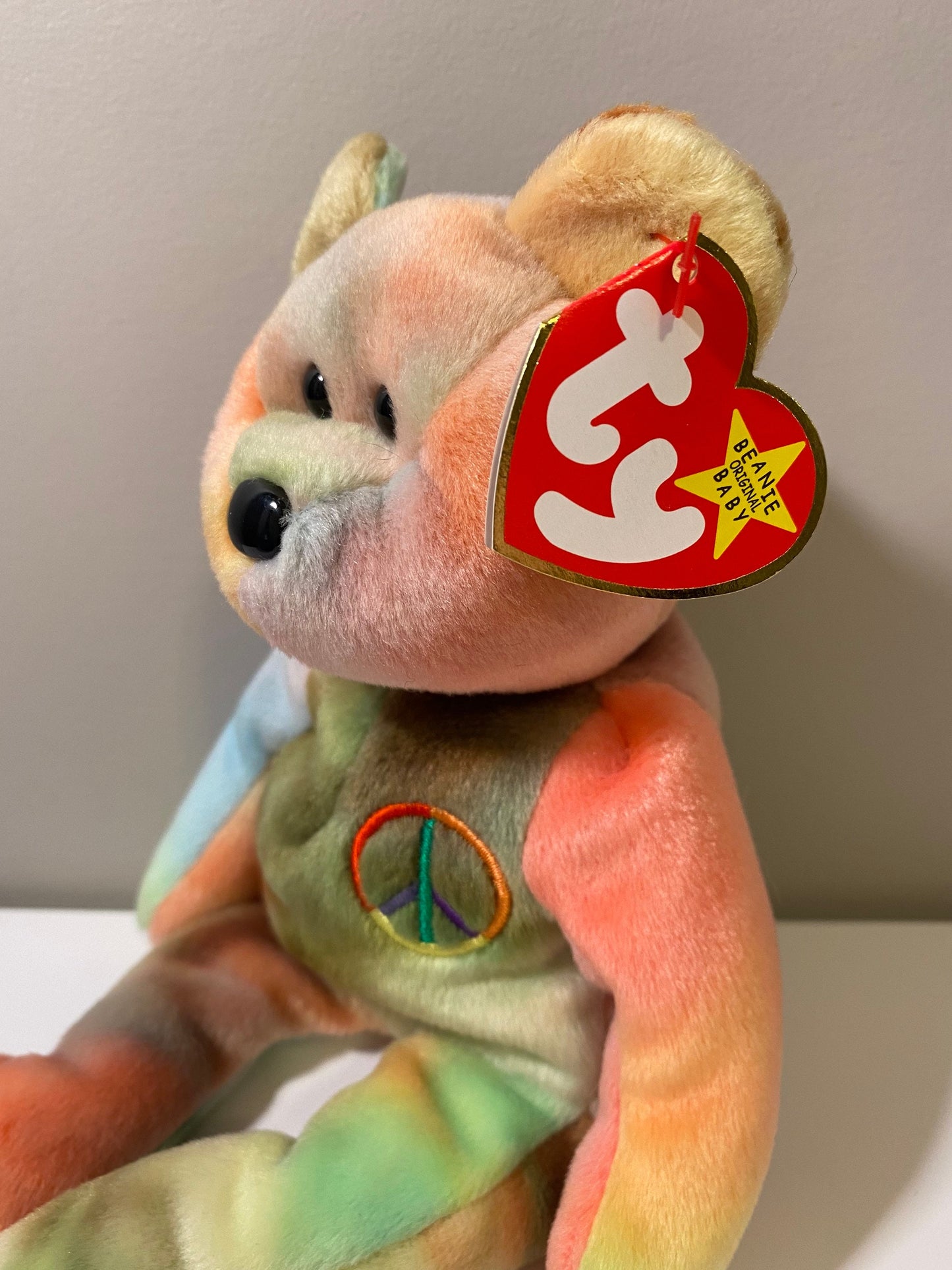 Ty Beanie Baby “Peace” the One of a Kind Tie-Dye Bear - Stamp # 112 inside Tush Tag (8.5 inch)