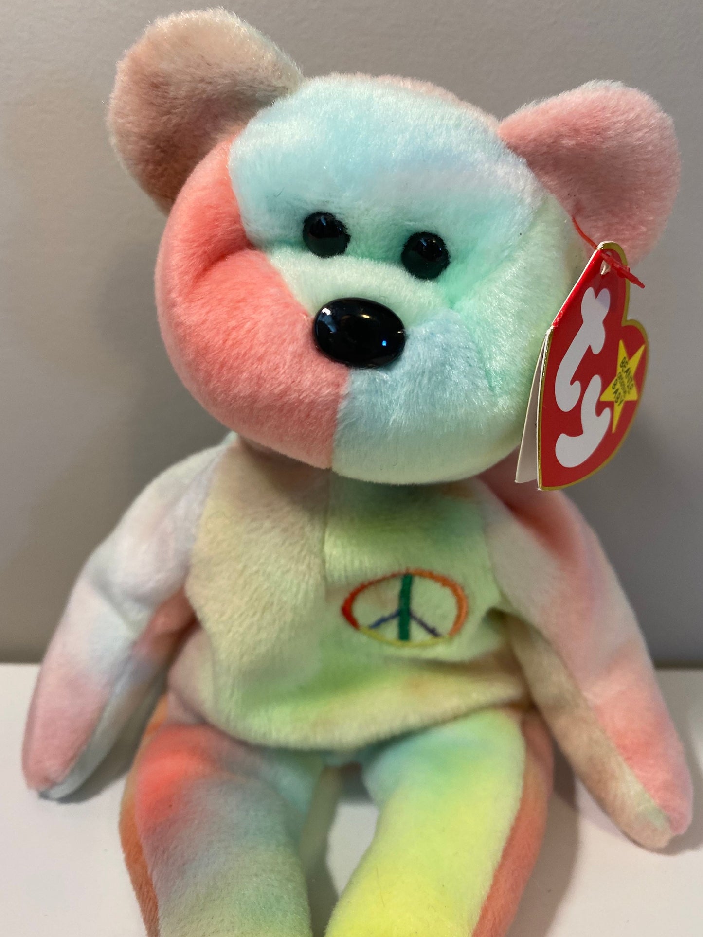 Ty Beanie Baby “Peace” the Tie-Dye Bear - Stamp # 102 inside Tush Tag *Actual Colours Shown* (8.5 inch)