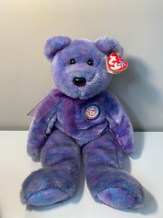 Ty Beanie Buddy “Clubby IV” the Purple Sparkly Ty Club Bear (13.5 inch)