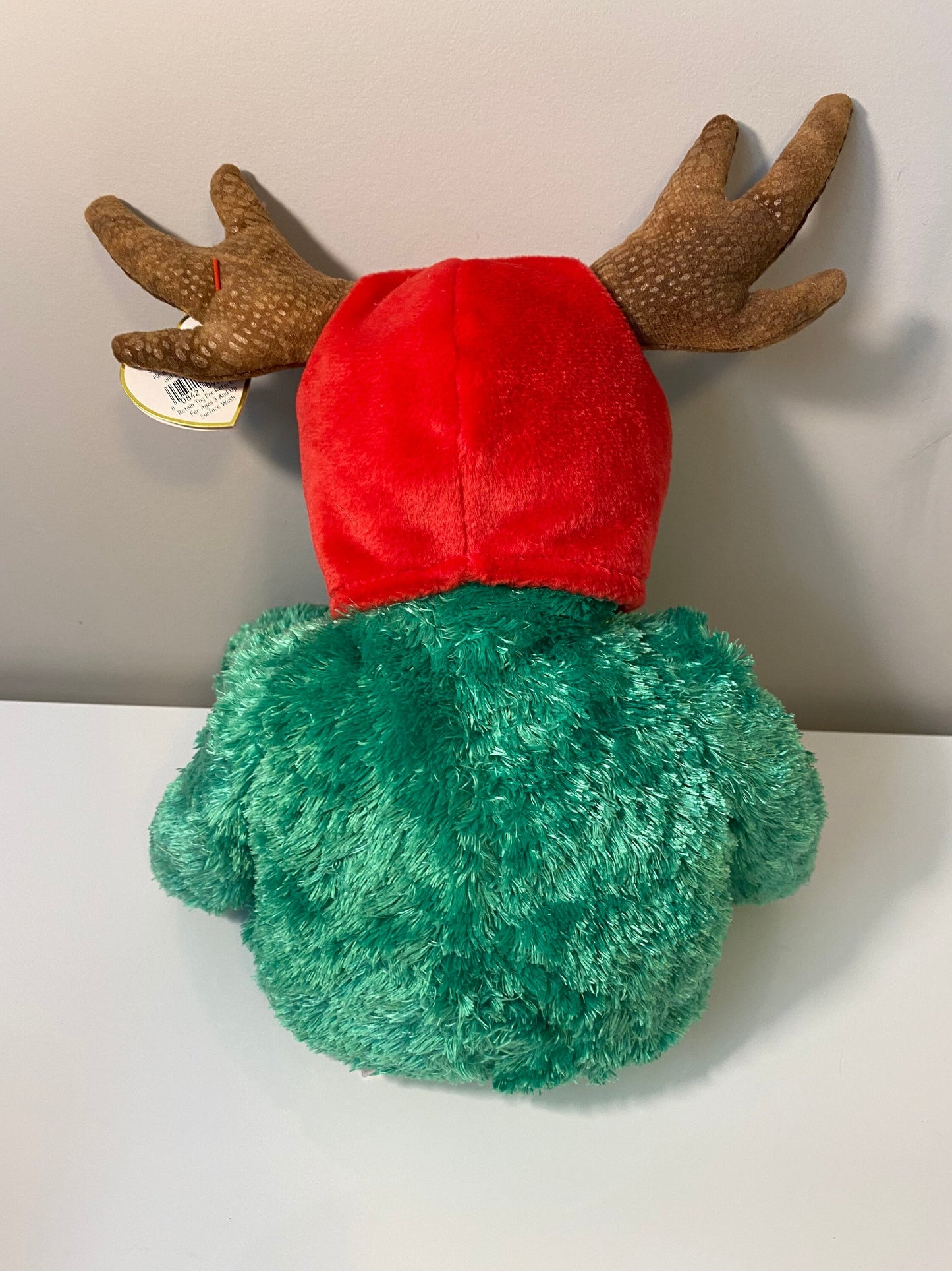 Ty Beanie Buddy “2002 Holiday Teddy” the Green Christmas Bear with Antlers (14 inch)