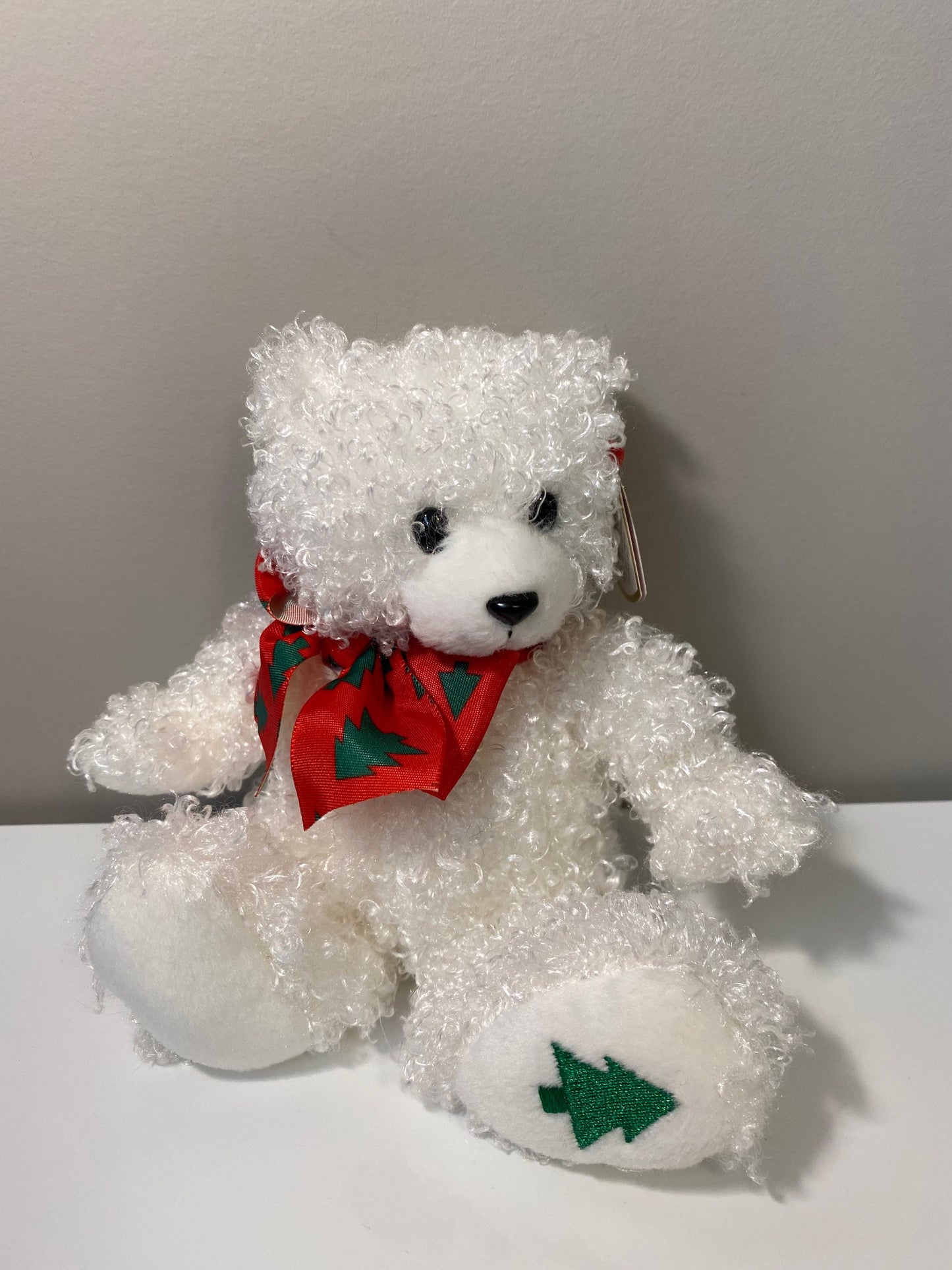 Ty Beanie Baby “Merrybelle” the White Holiday Bear - Christmas Tree on foot (6.5 inch)