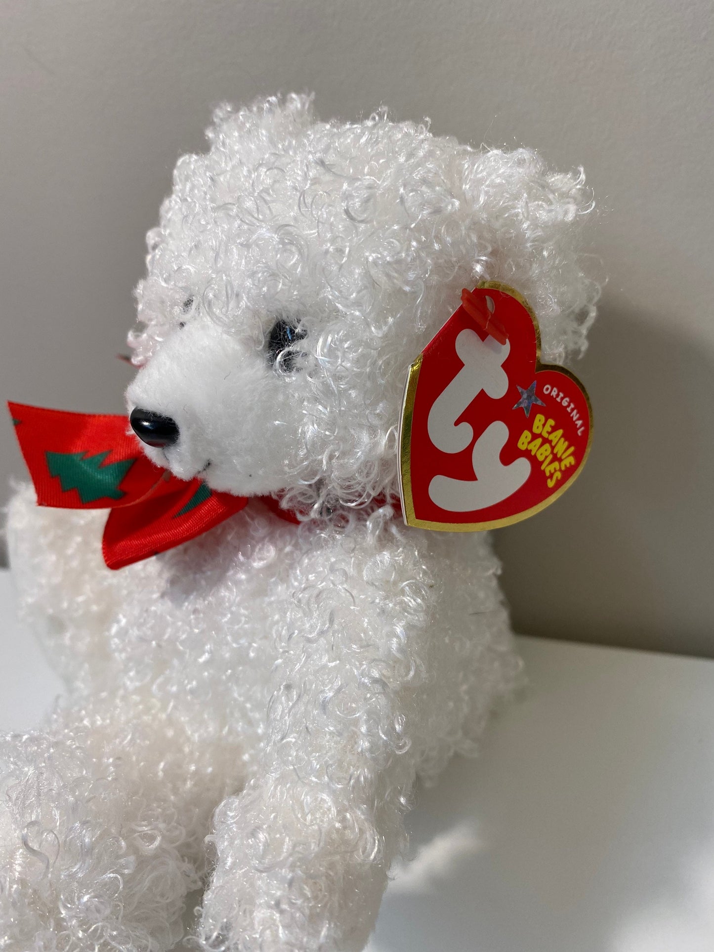 Ty Beanie Baby “Merrybelle” the White Holiday Bear - Christmas Tree on foot (6.5 inch)