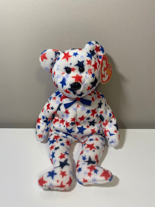 Ty Beanie Baby “Red, White, & Blue” the Patriotic Bear with Stars (8.5 inch)