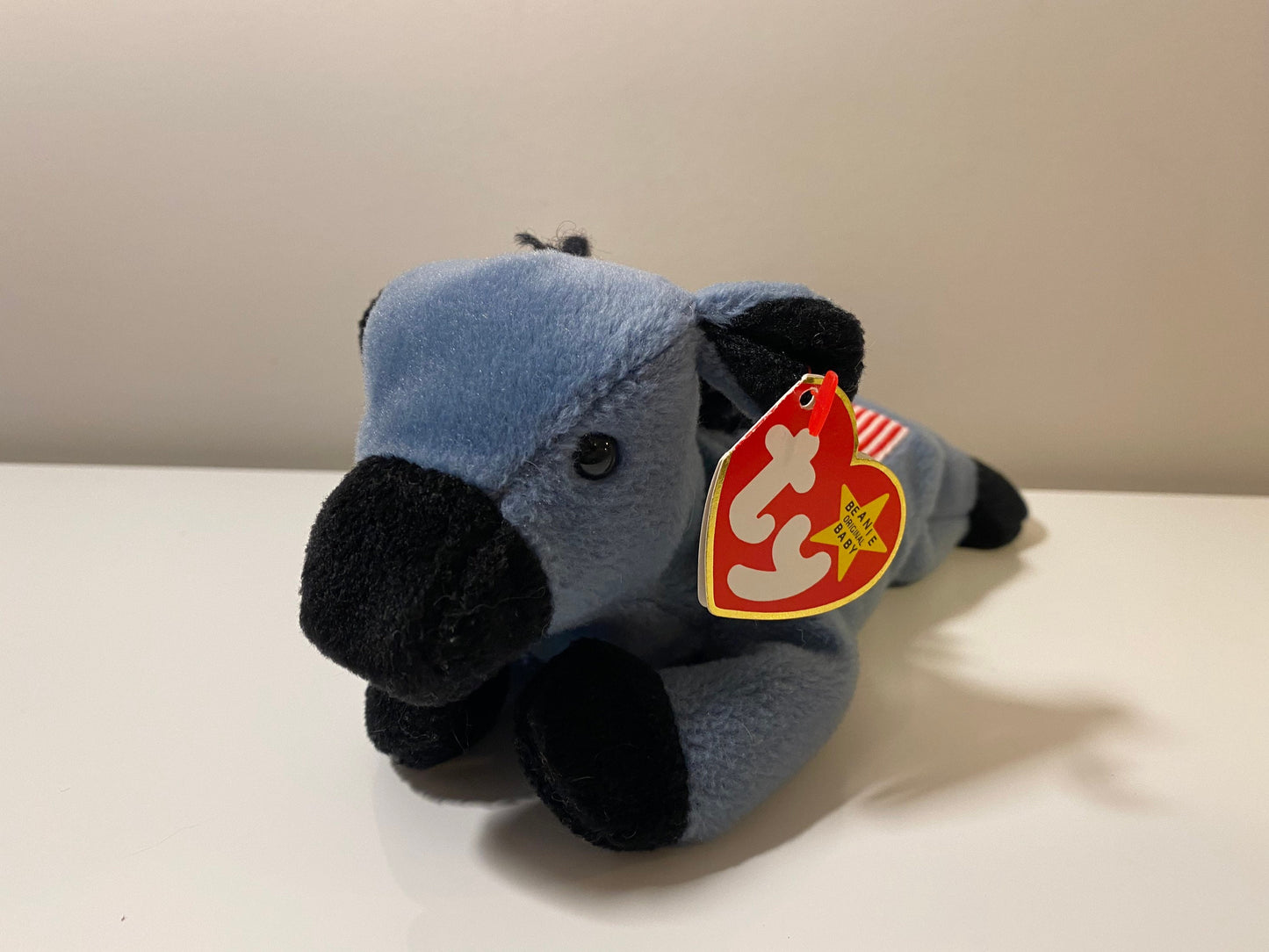 Ty Beanie Baby “Lefty” the Patriotic Donkey - USA Flag embroidered on back - Original Release (8 inch)