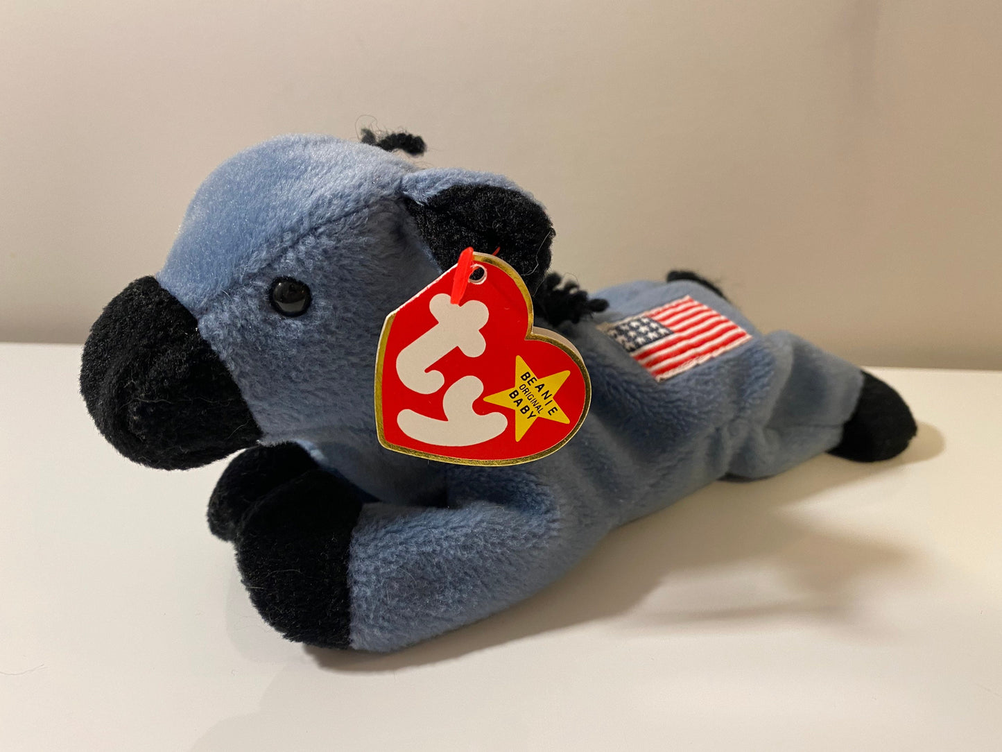 Ty Beanie Baby “Lefty” the Patriotic Donkey - USA Flag embroidered on back - Original Release (8 inch)